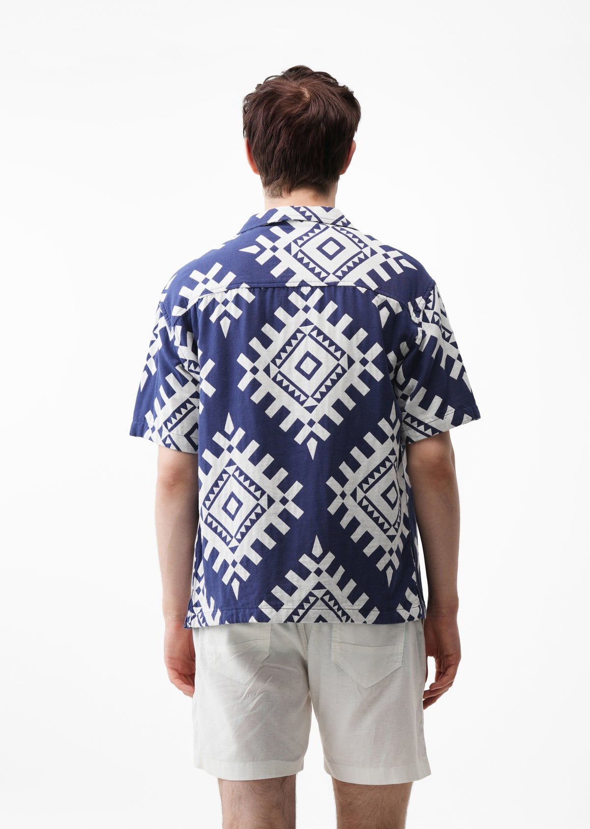 Navy Blue Geometric Jacquard Shirt