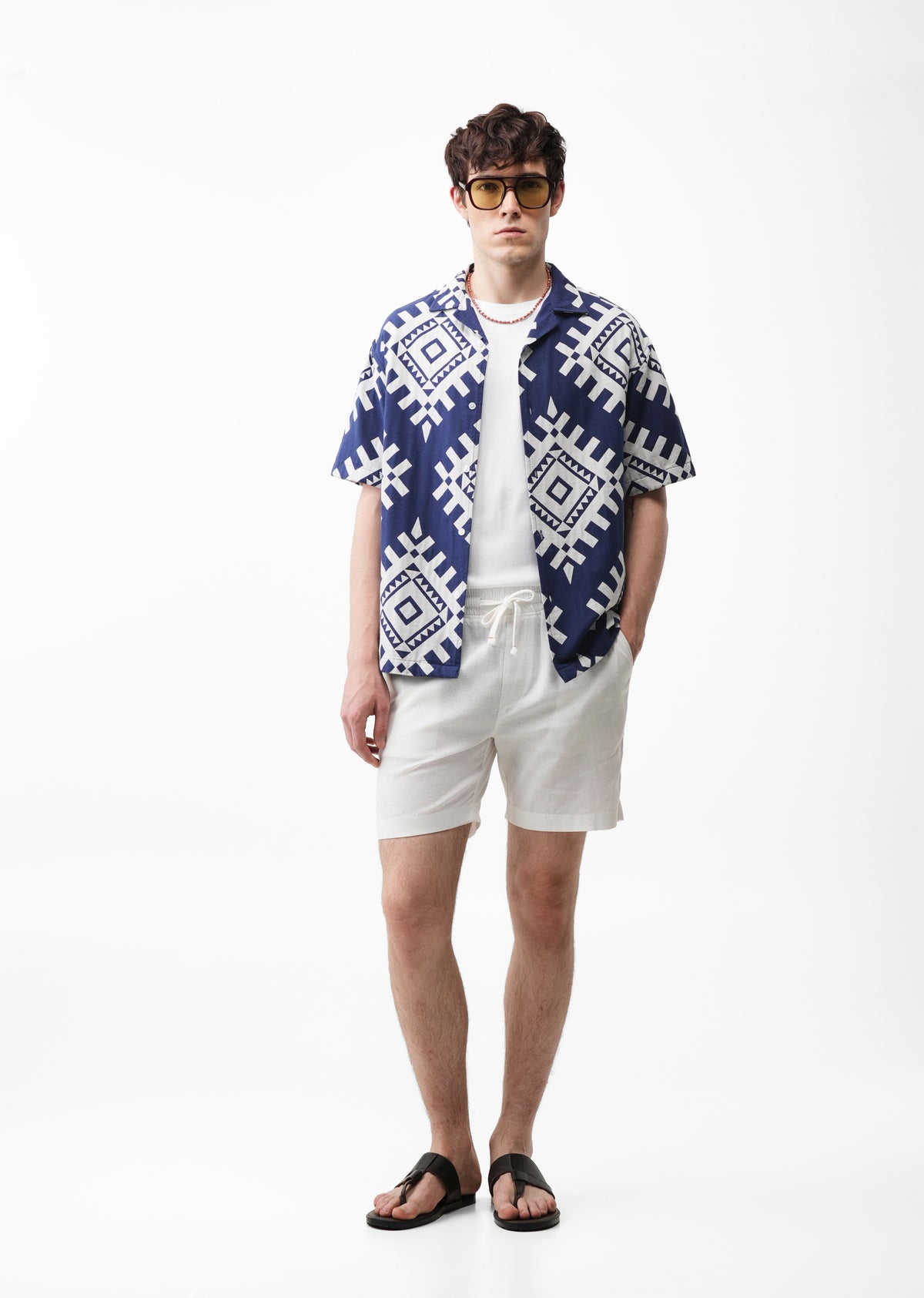 Navy Blue Geometric Jacquard Shirt