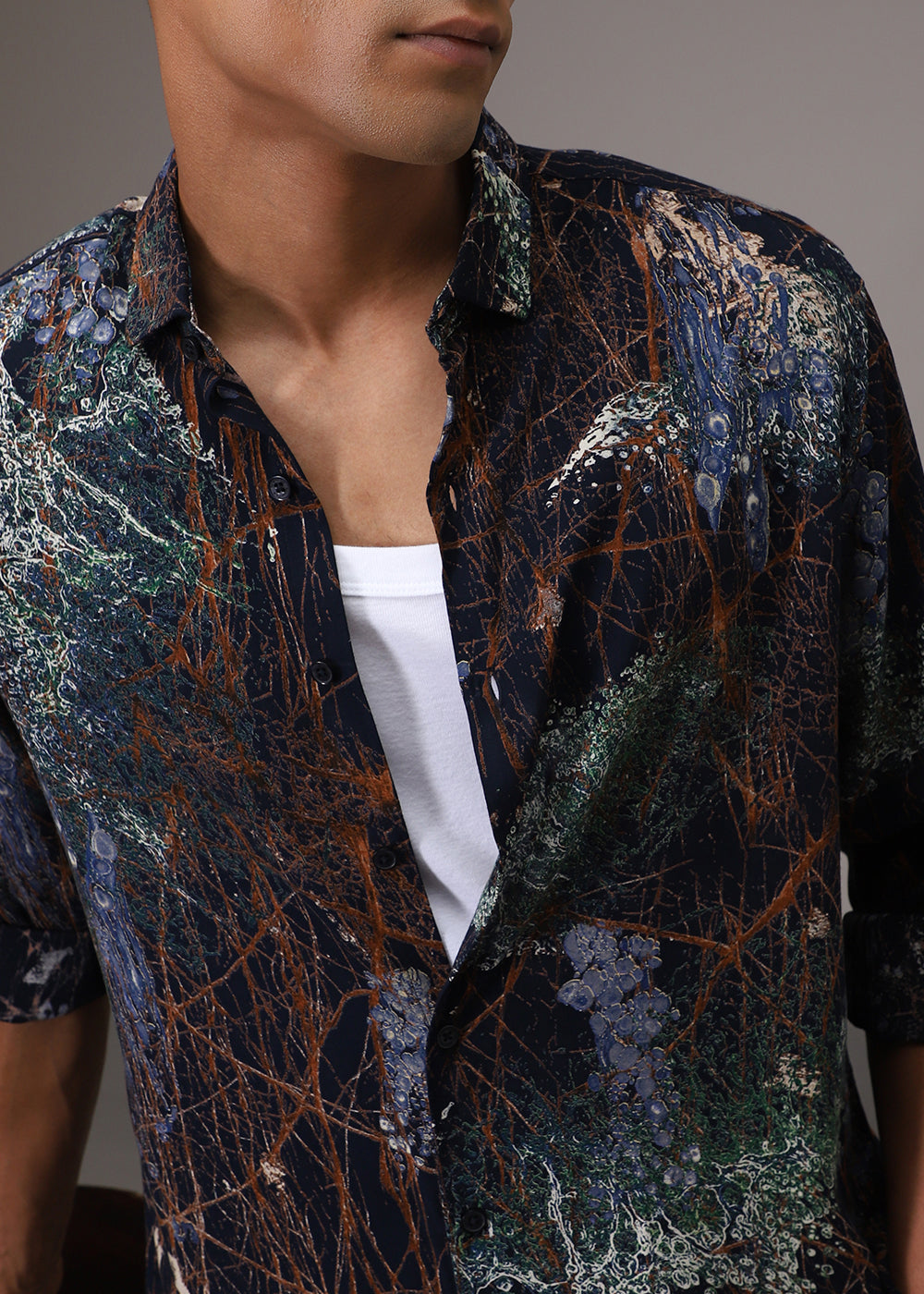 Navy Blue Grove Feather Shirt