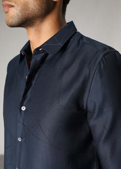 Navy Blue Laser Cut Shirt