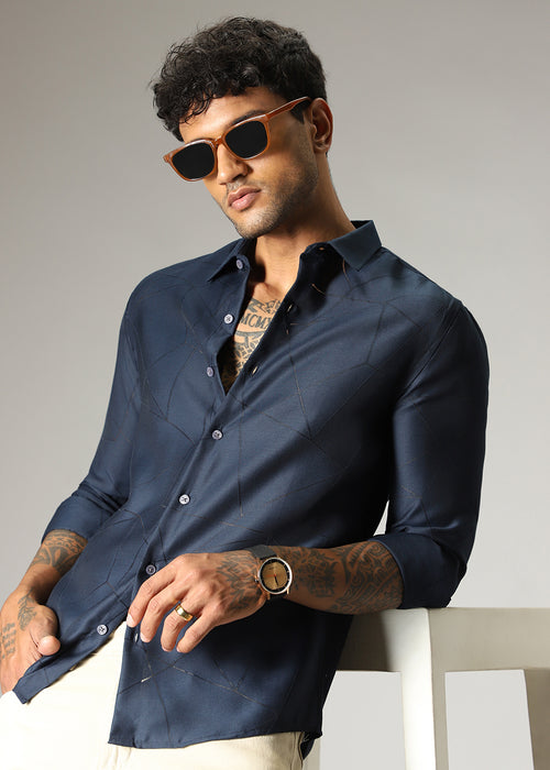 Navy Blue Laser Cut Shirt