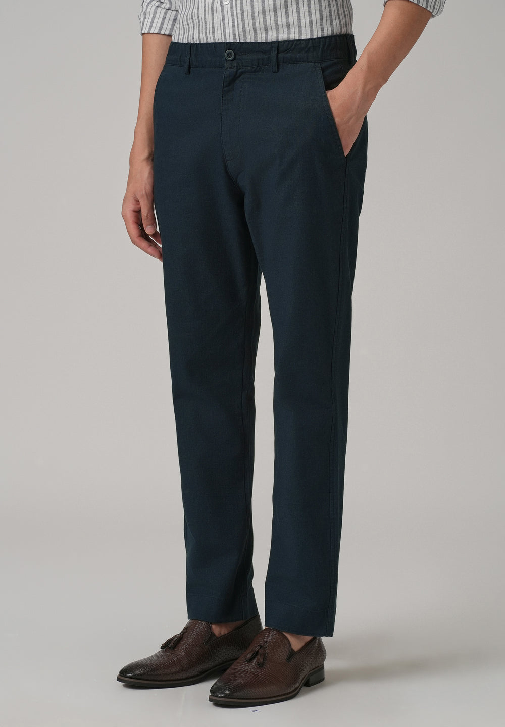 Navy Blue Cotton Trouser