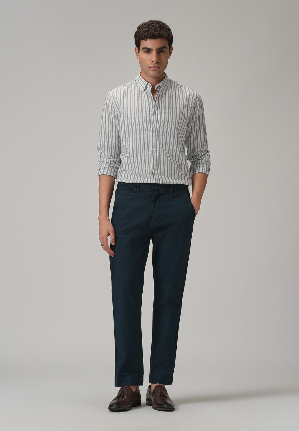 Navy Blue Cotton Trouser