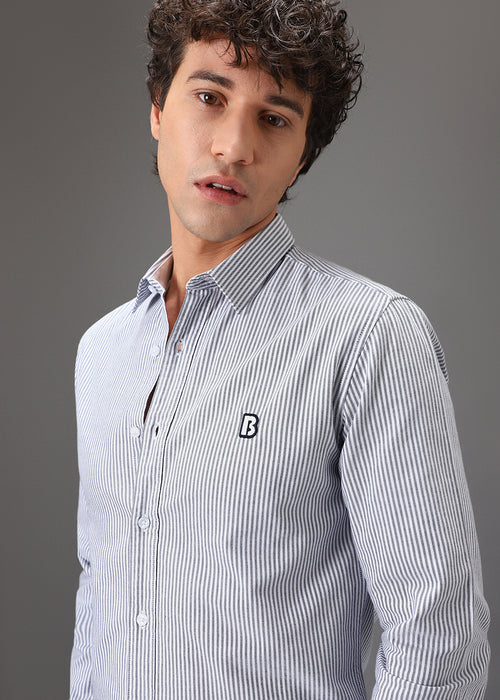 Navy Blue Pin Stripe Shirt