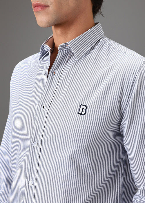 Navy Blue Pin Stripe Shirt