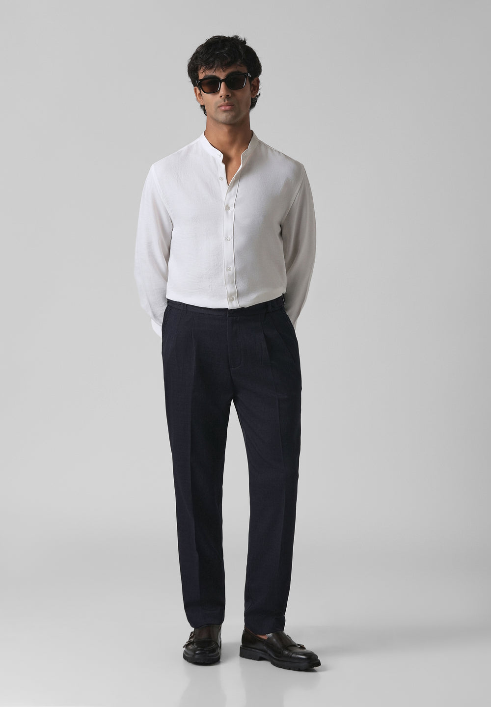 Navy Blue Pleated Gurkha Pant