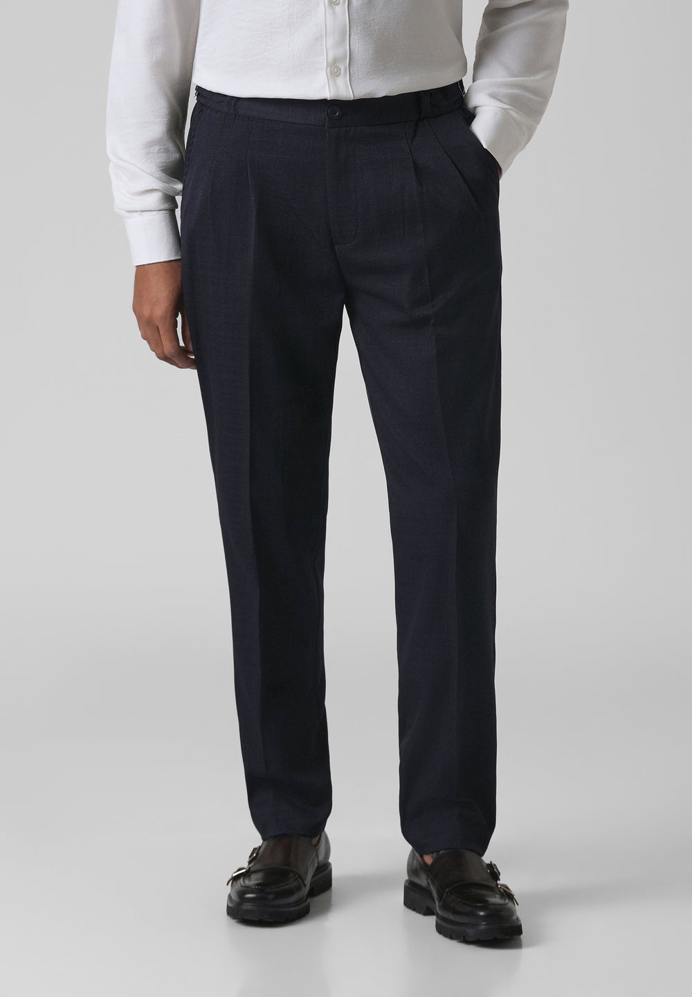 Navy Blue Pleated Gurkha Pant