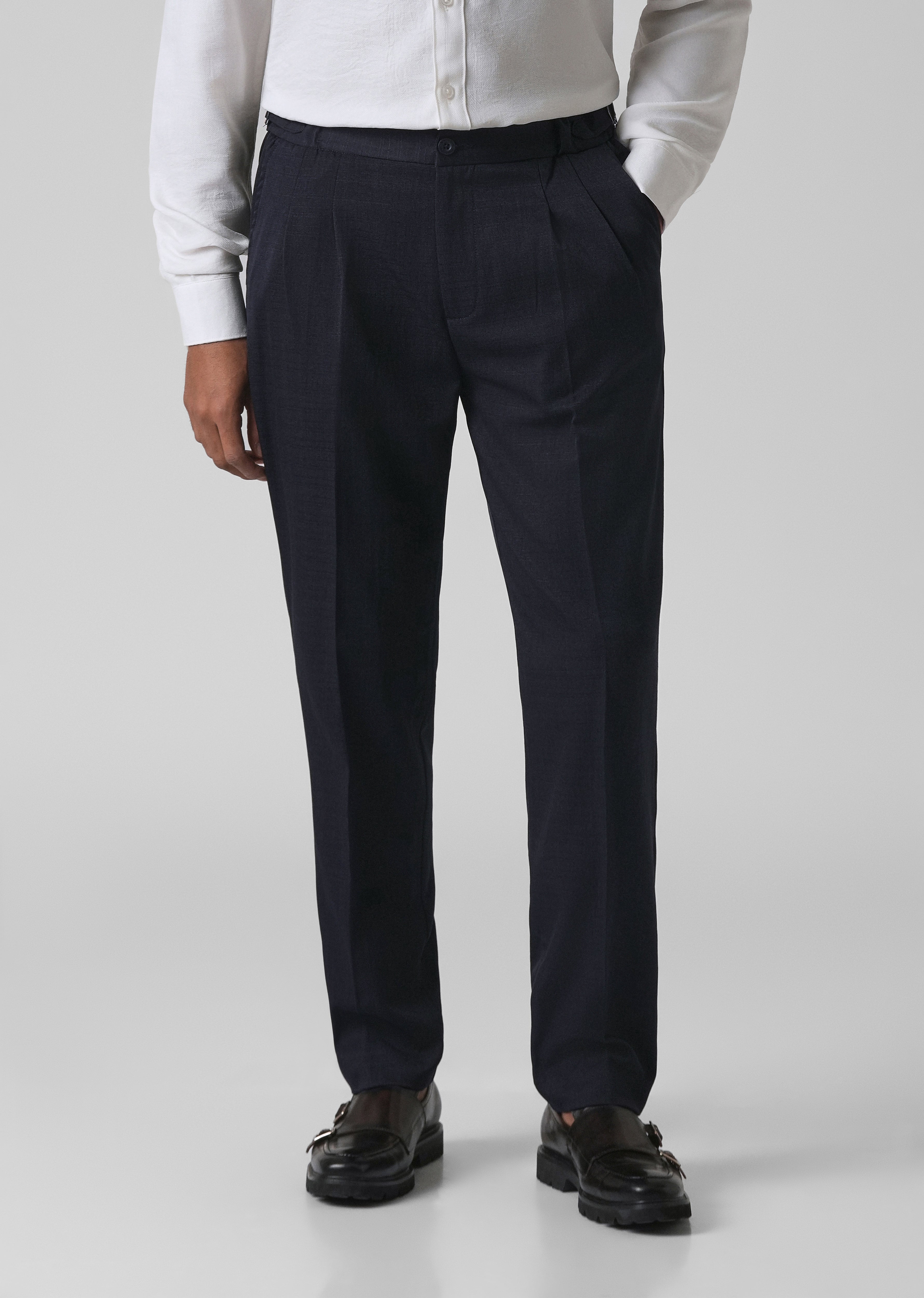 Navy Blue Pleated Gurkha Pant