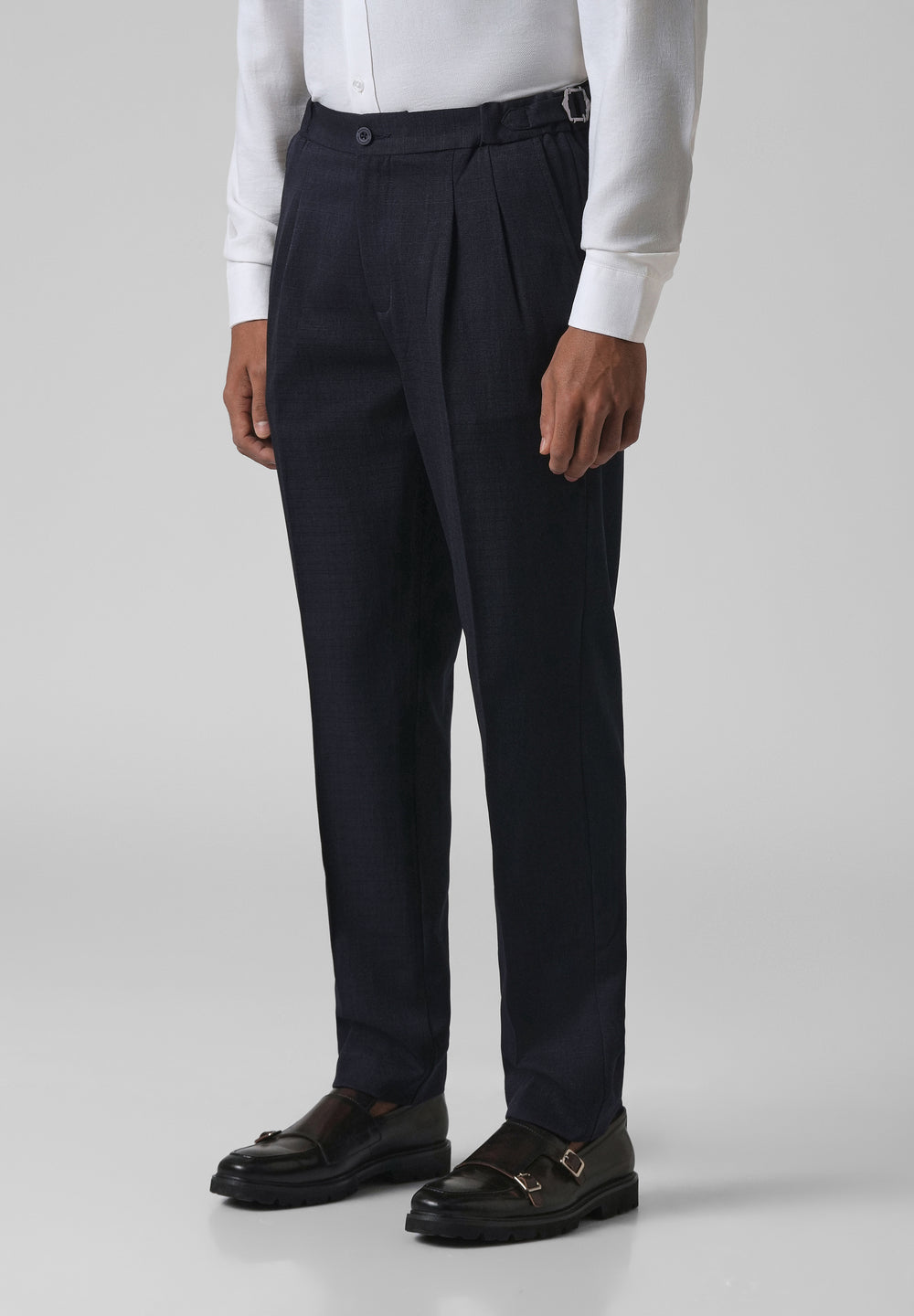 Navy Blue Pleated Gurkha Pant
