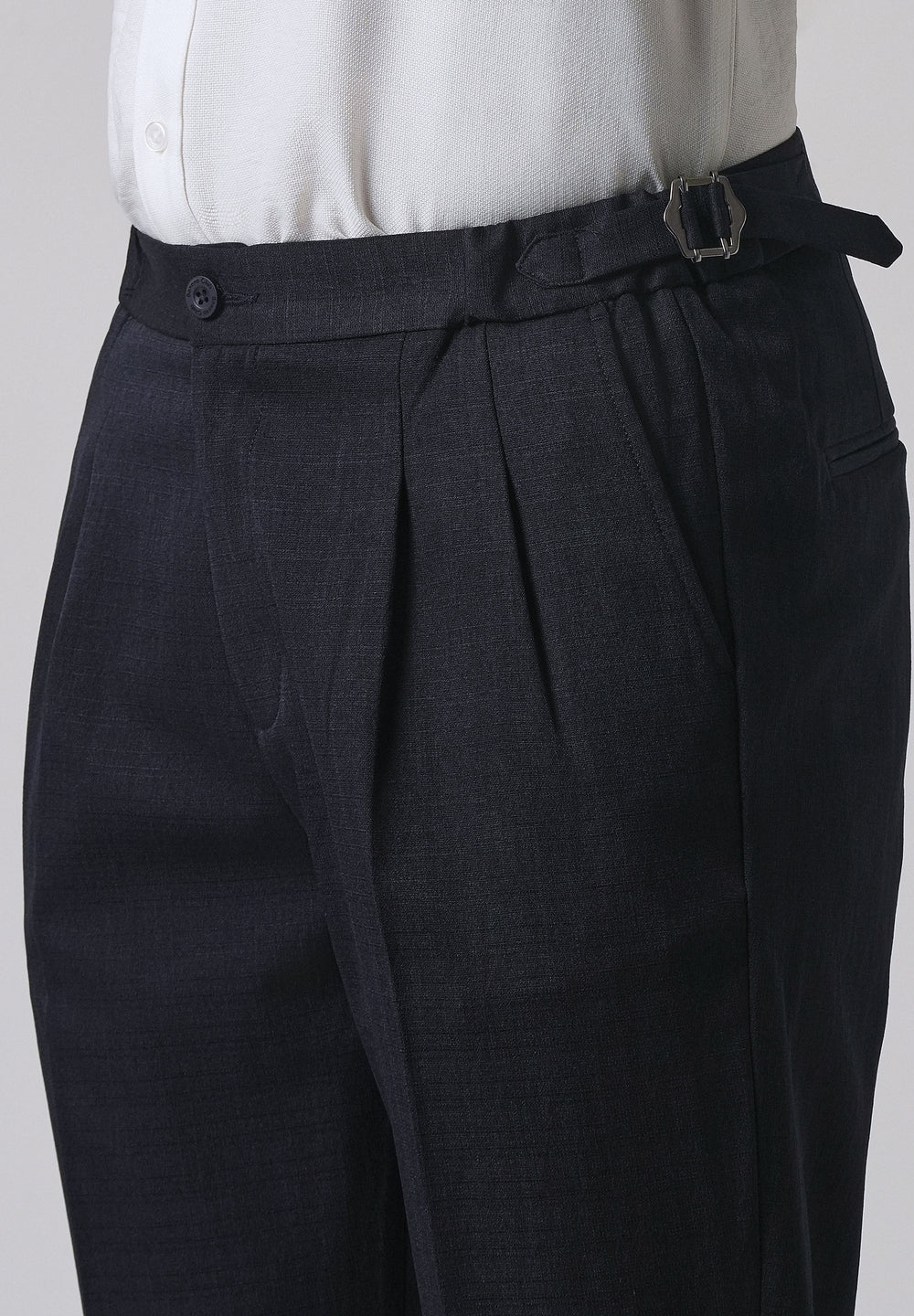 Navy Blue Pleated Gurkha Pant