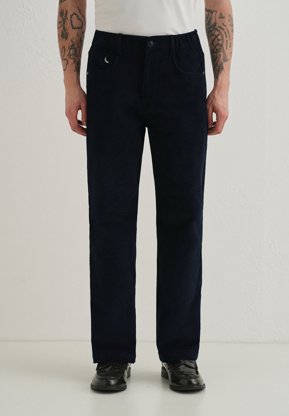 Navy Blue Semi-Elasticated Corduroy Pant