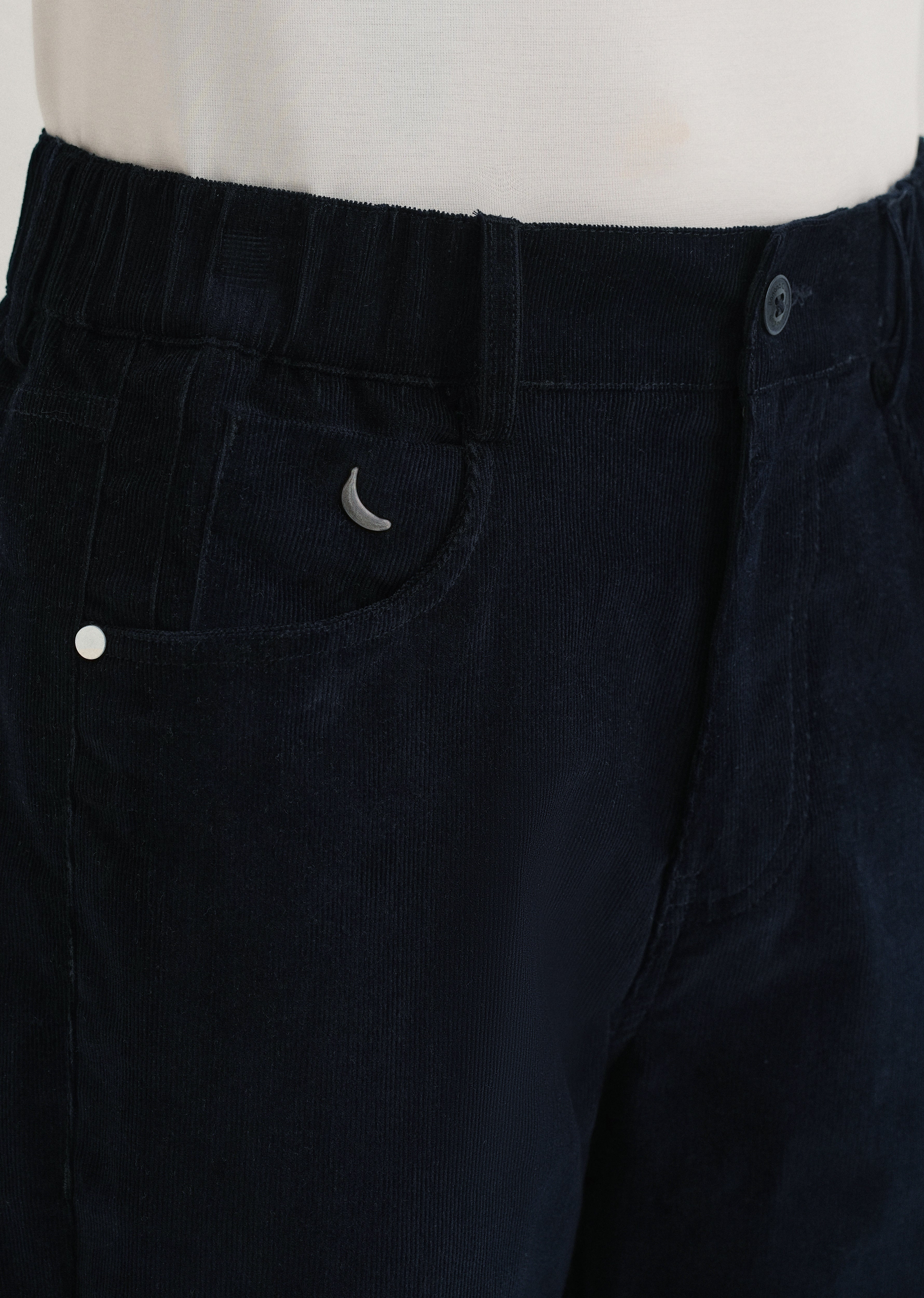Navy Blue Semi-Elasticated Corduroy Pant