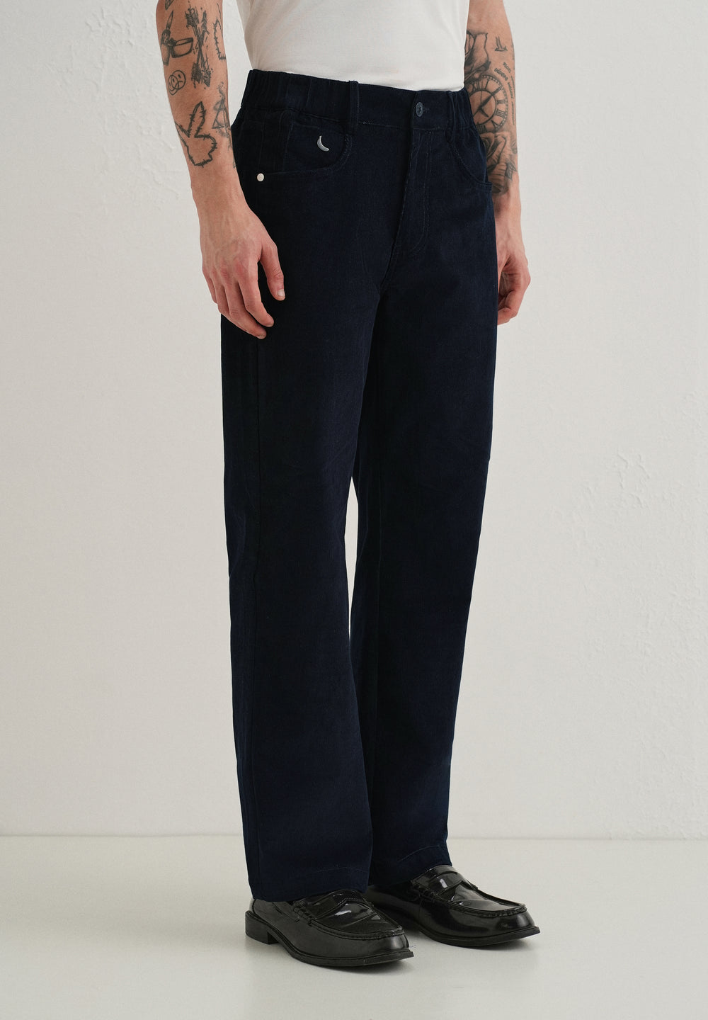 Navy Blue Semi-Elasticated Corduroy Pant