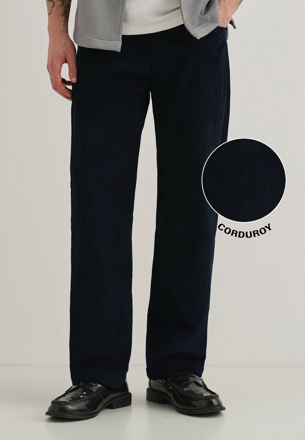 Navy Blue Semi-Elasticated Corduroy Pant