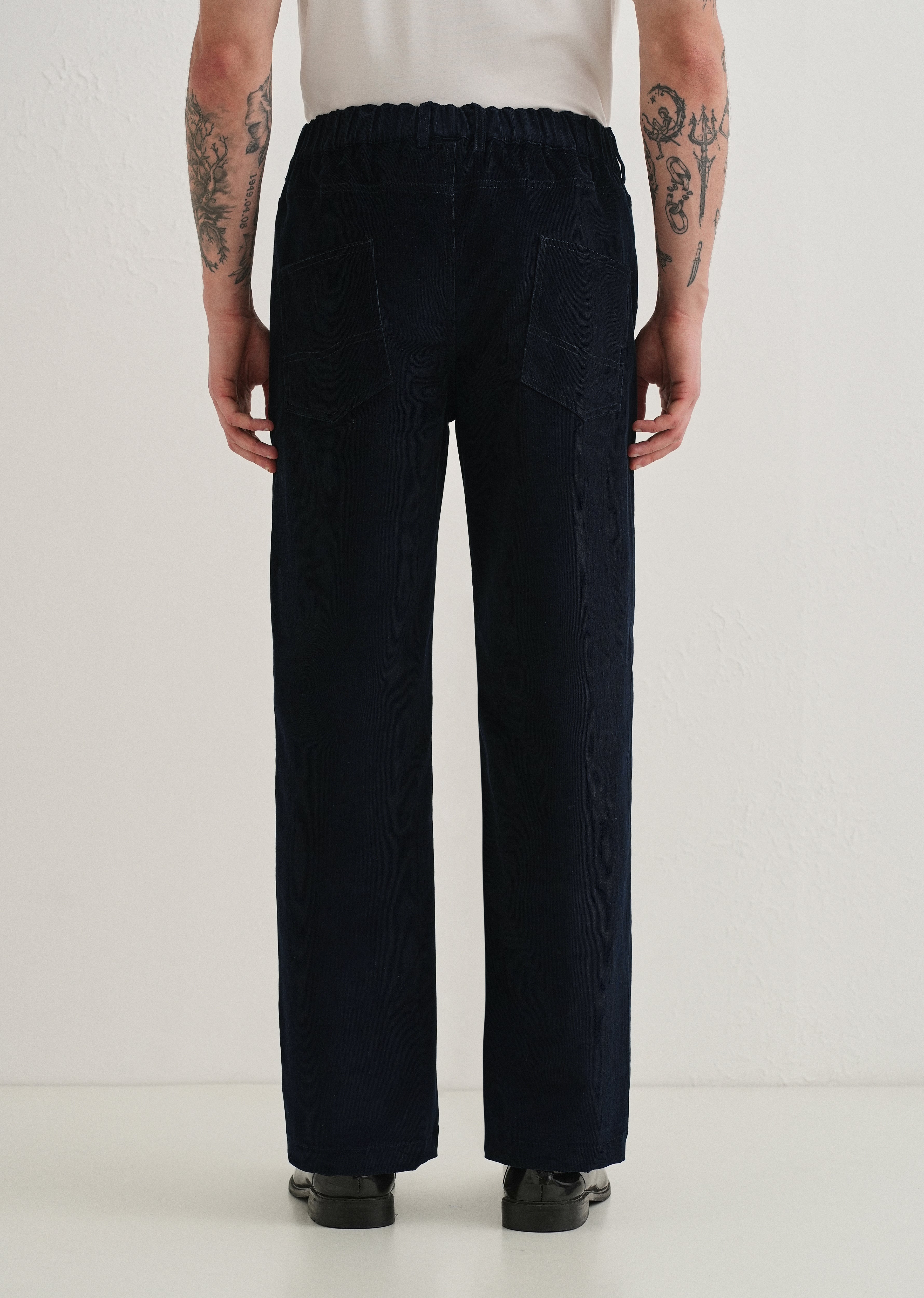 Navy Blue Semi-Elasticated Corduroy Pant