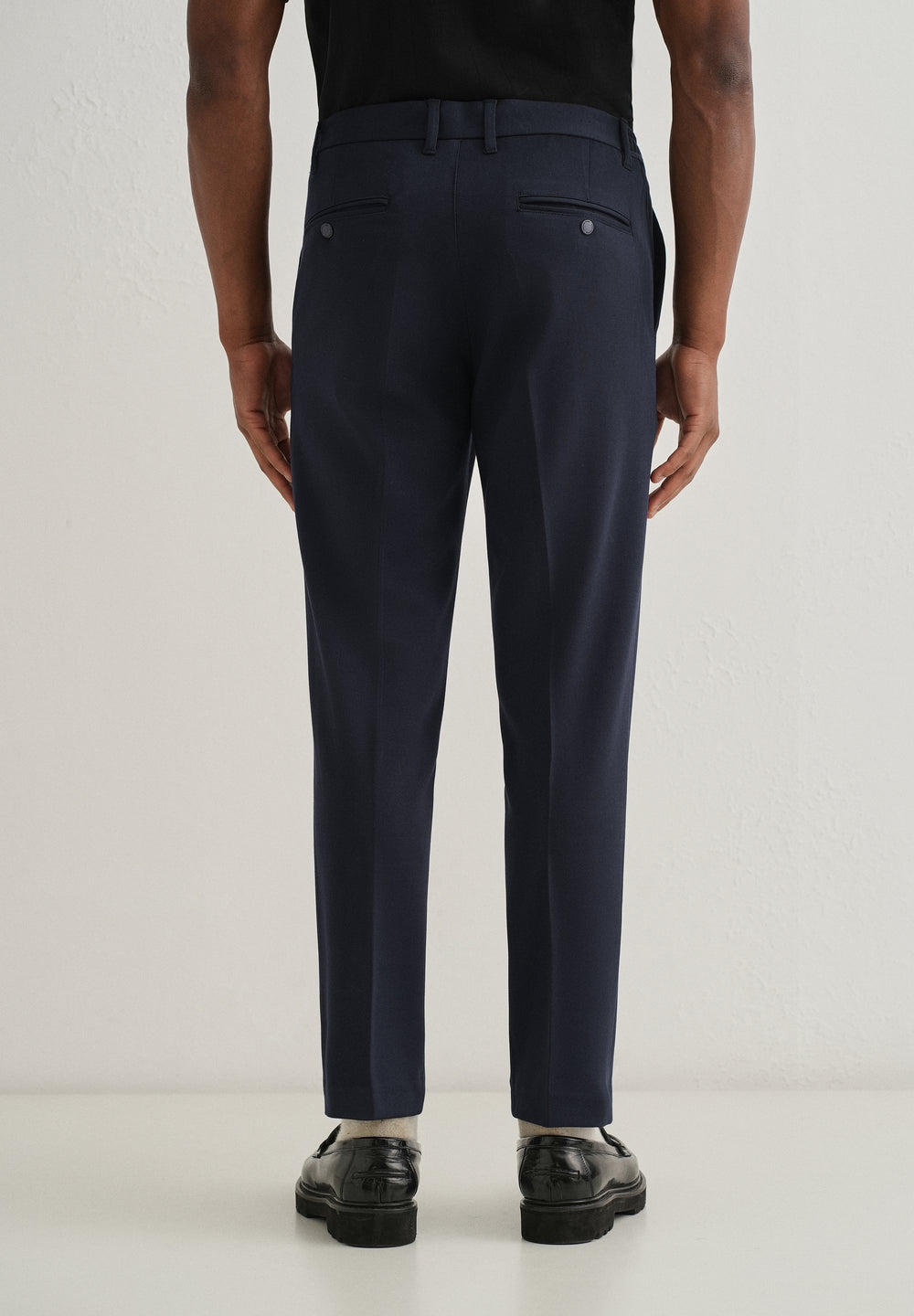 Navy Blue Semi Elasticated Slim Fit Trouser