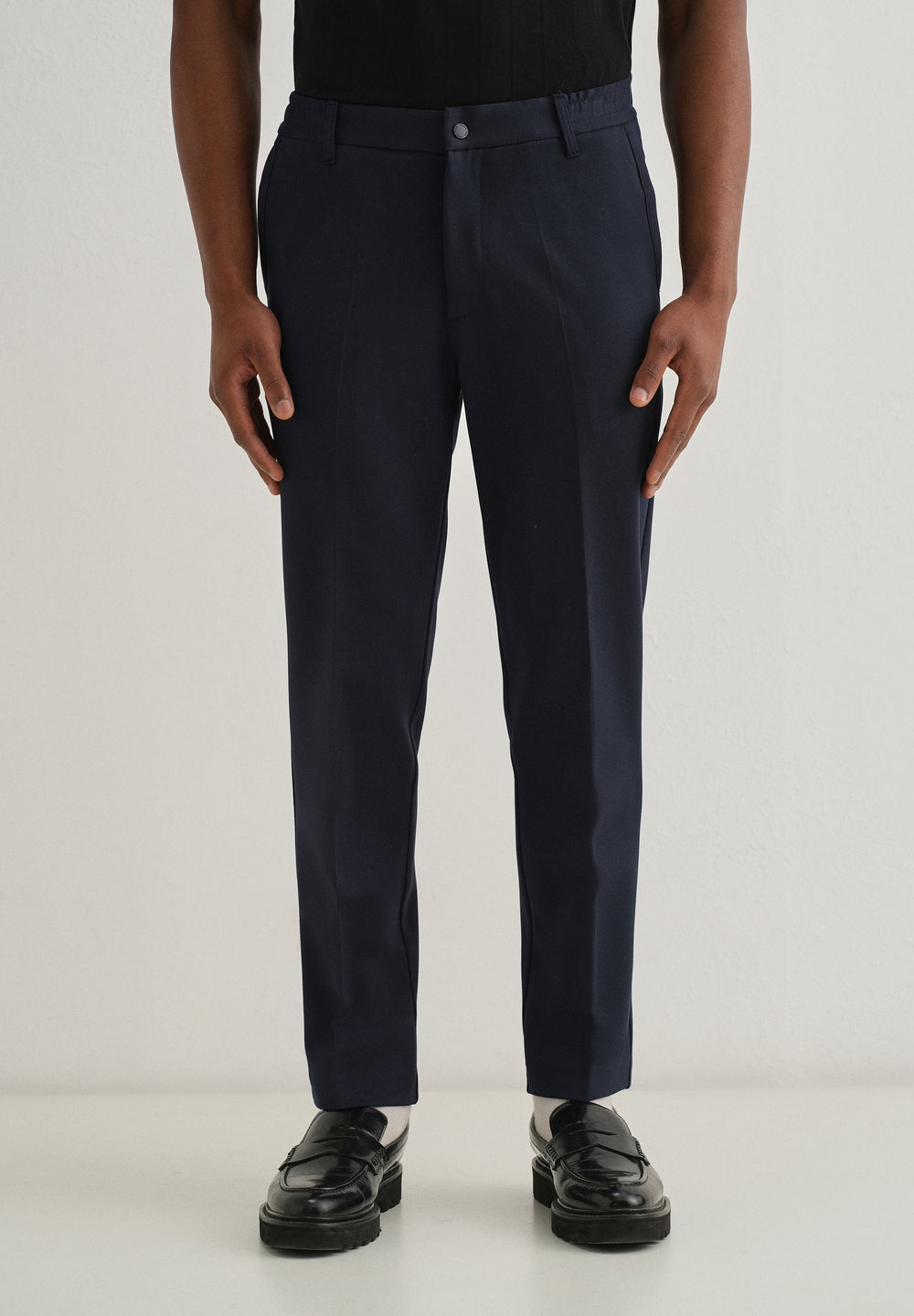 Navy Blue Semi Elasticated Slim Fit Trouser