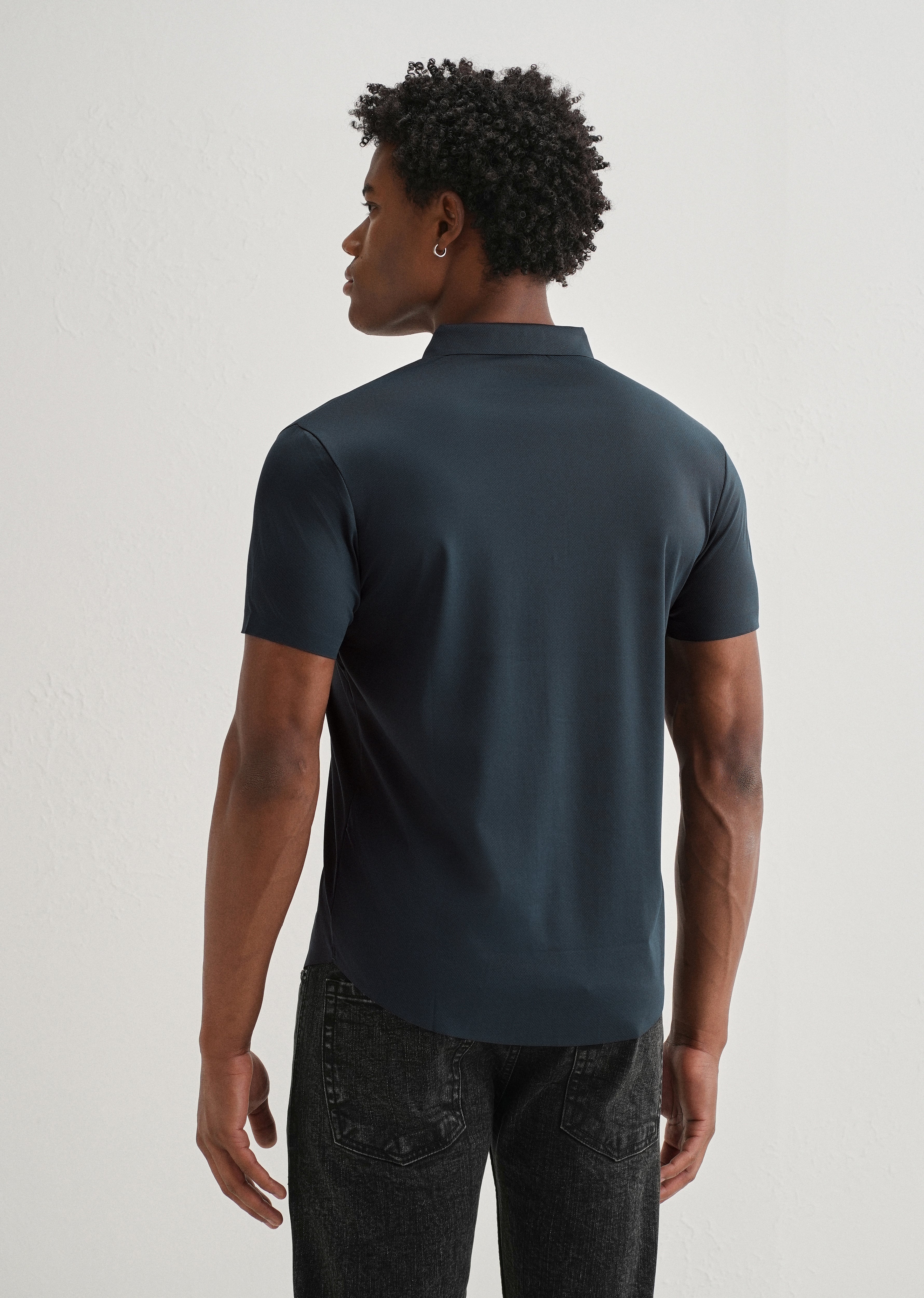 Navy Blue Stitchless Half Sleeve Shirt