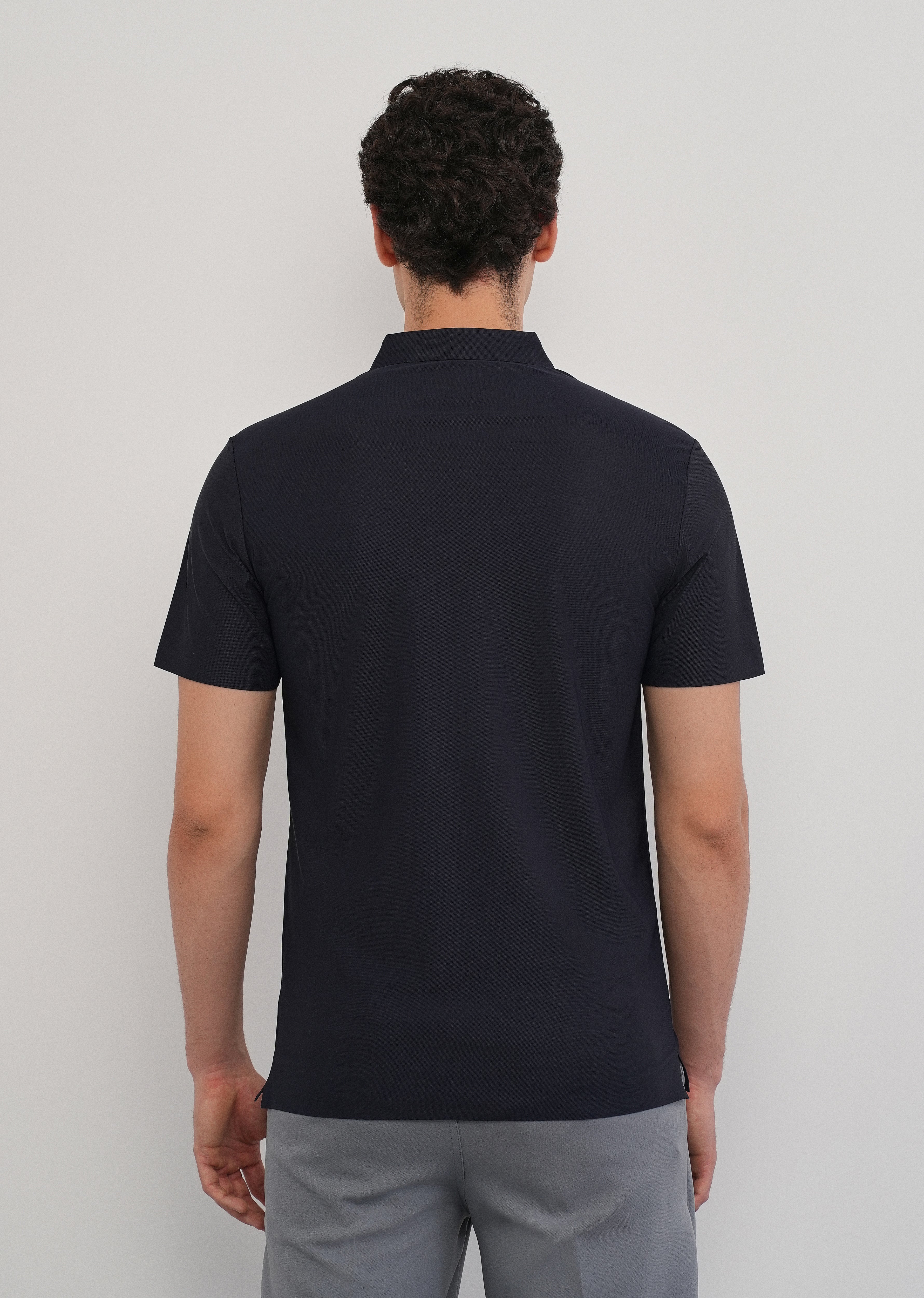 Navy Blue Stitchless Polo Collar T-Shirt
