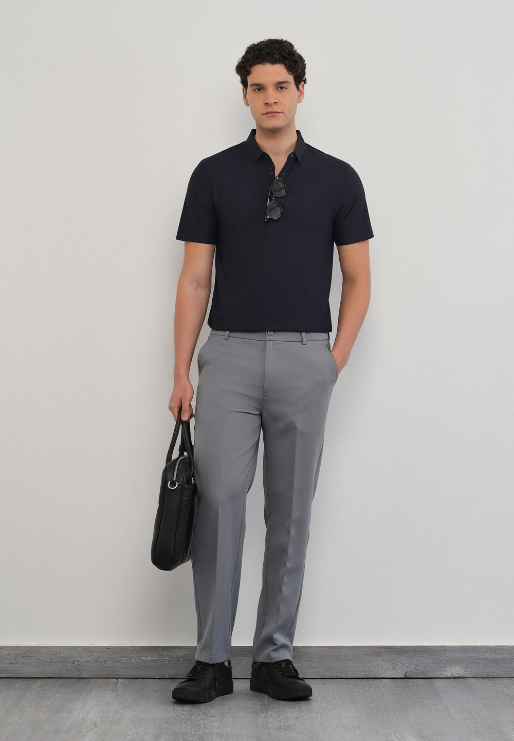 Navy Blue Stitchless Polo Collar T-Shirt