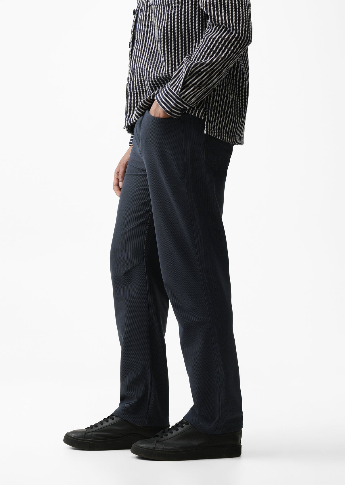Navy Blue Straight Fit Corduroy Pants
