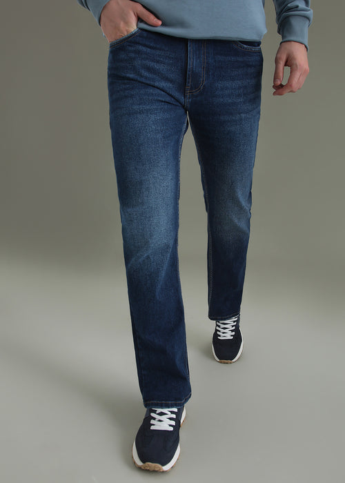 Navy Blue Straight Fit Denim