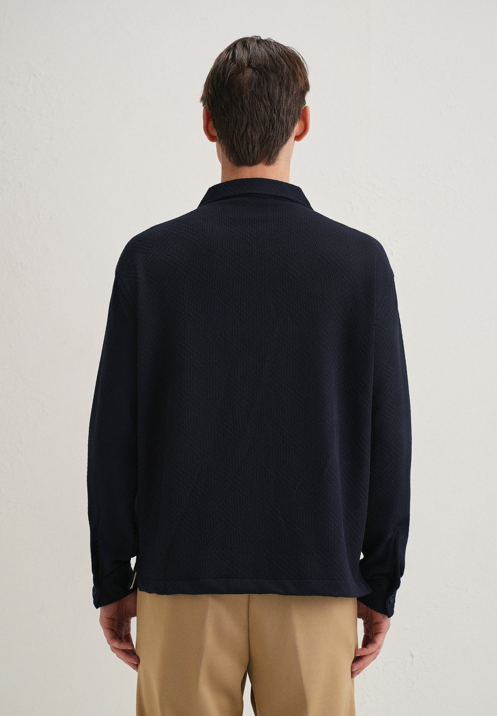 Navy Blue Textured Knit Shacket
