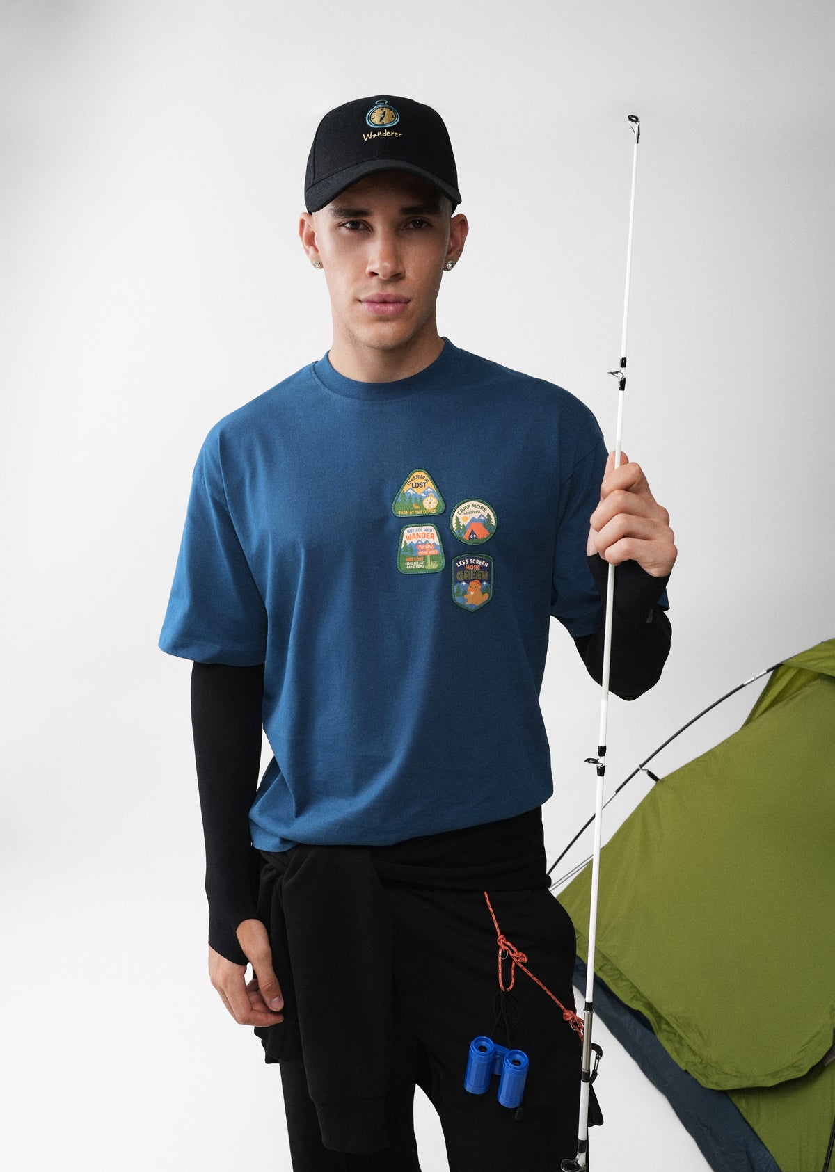 Navy Blue Wanderer Applique T-shirt