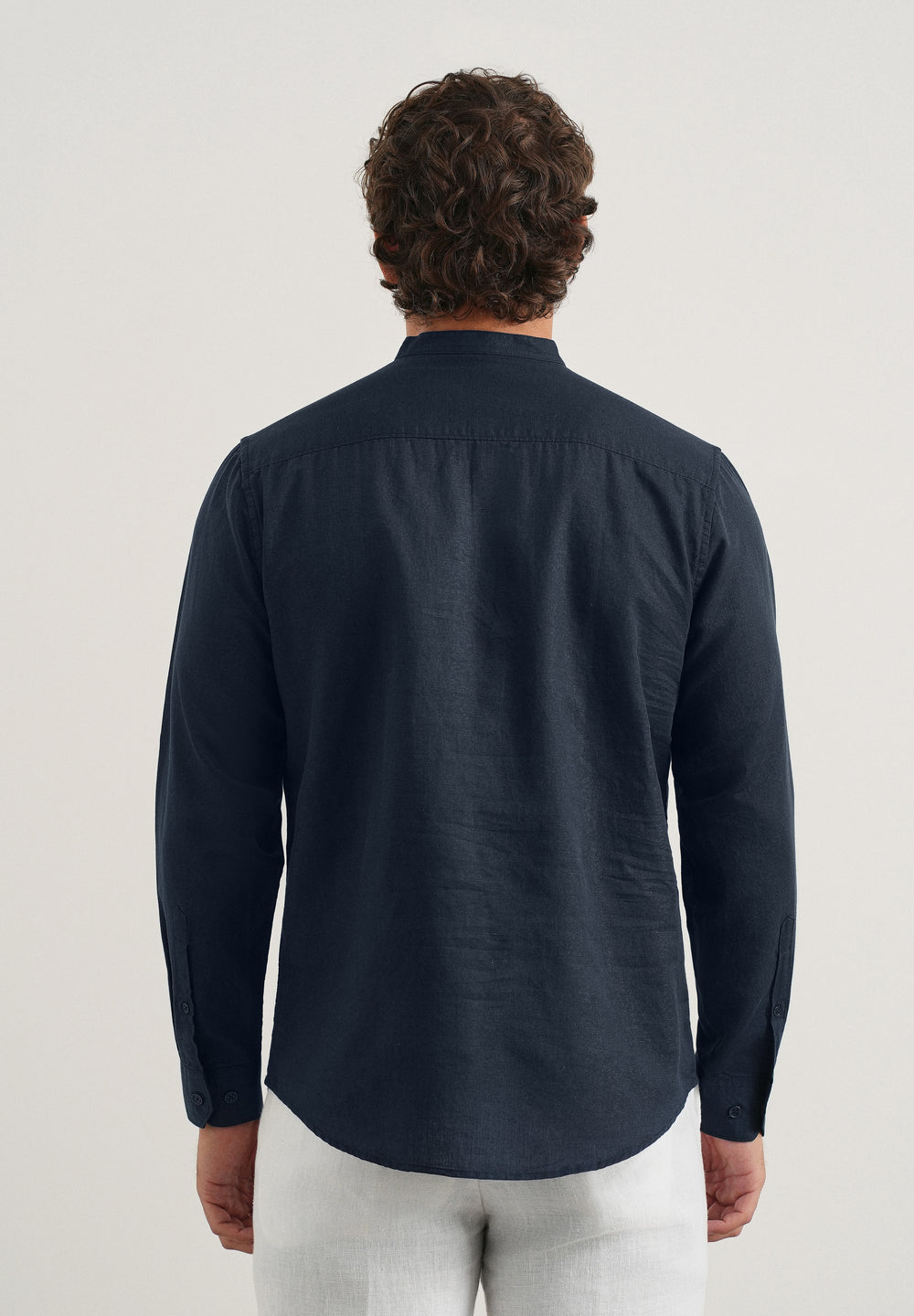 Navy Cotton Linen Short Kurta