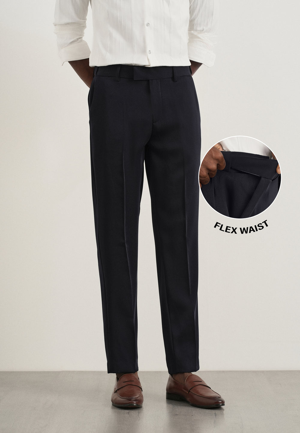 Navy Flex Waist Slim Fit Trouser