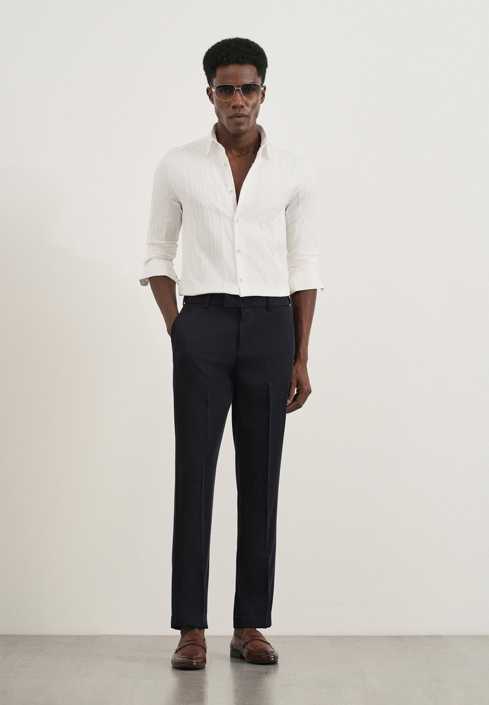 Navy Flex Waist Slim Fit Trouser