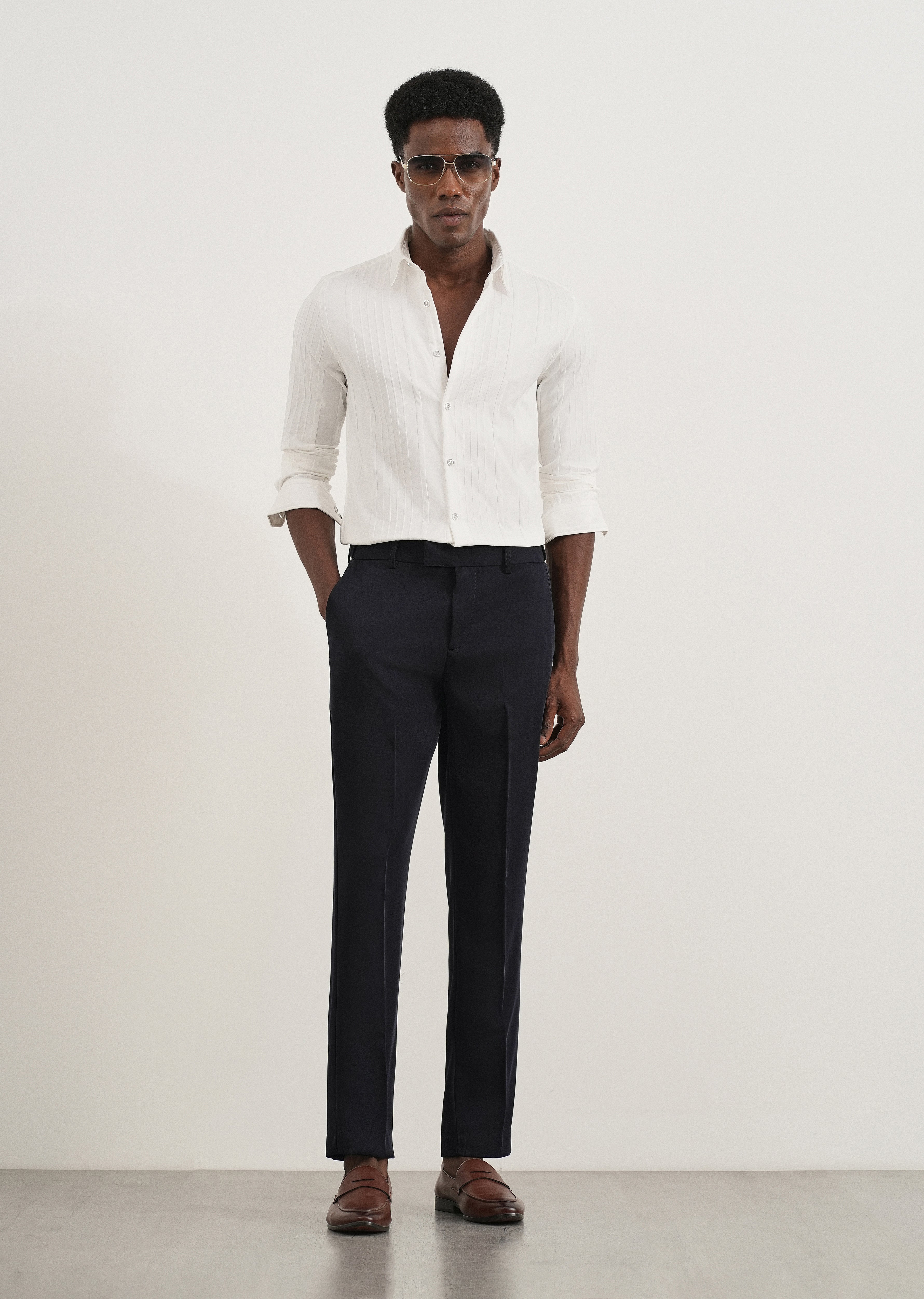 Navy Flex Waist Slim Fit Trouser