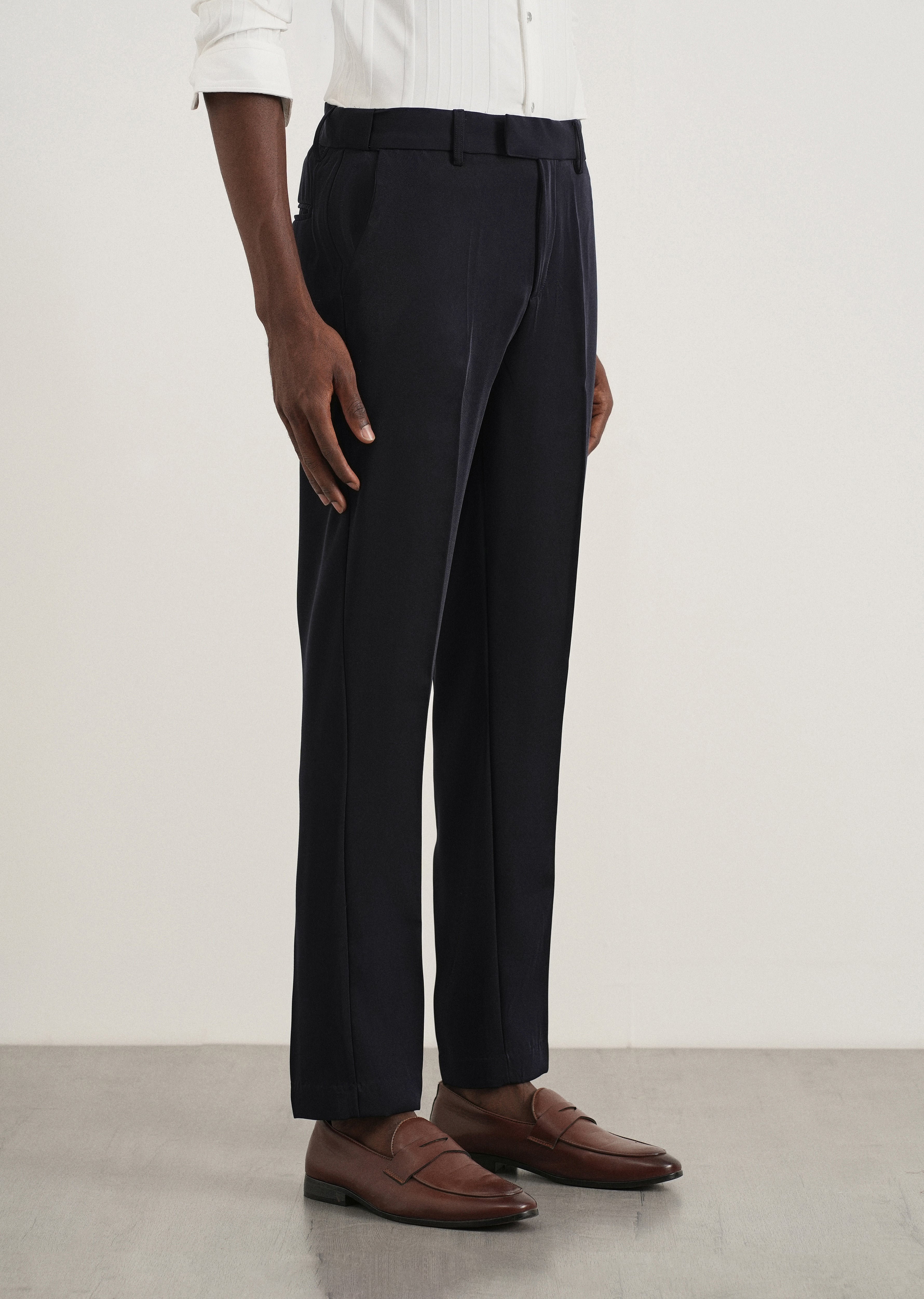 Navy Flex Waist Slim Fit Trouser