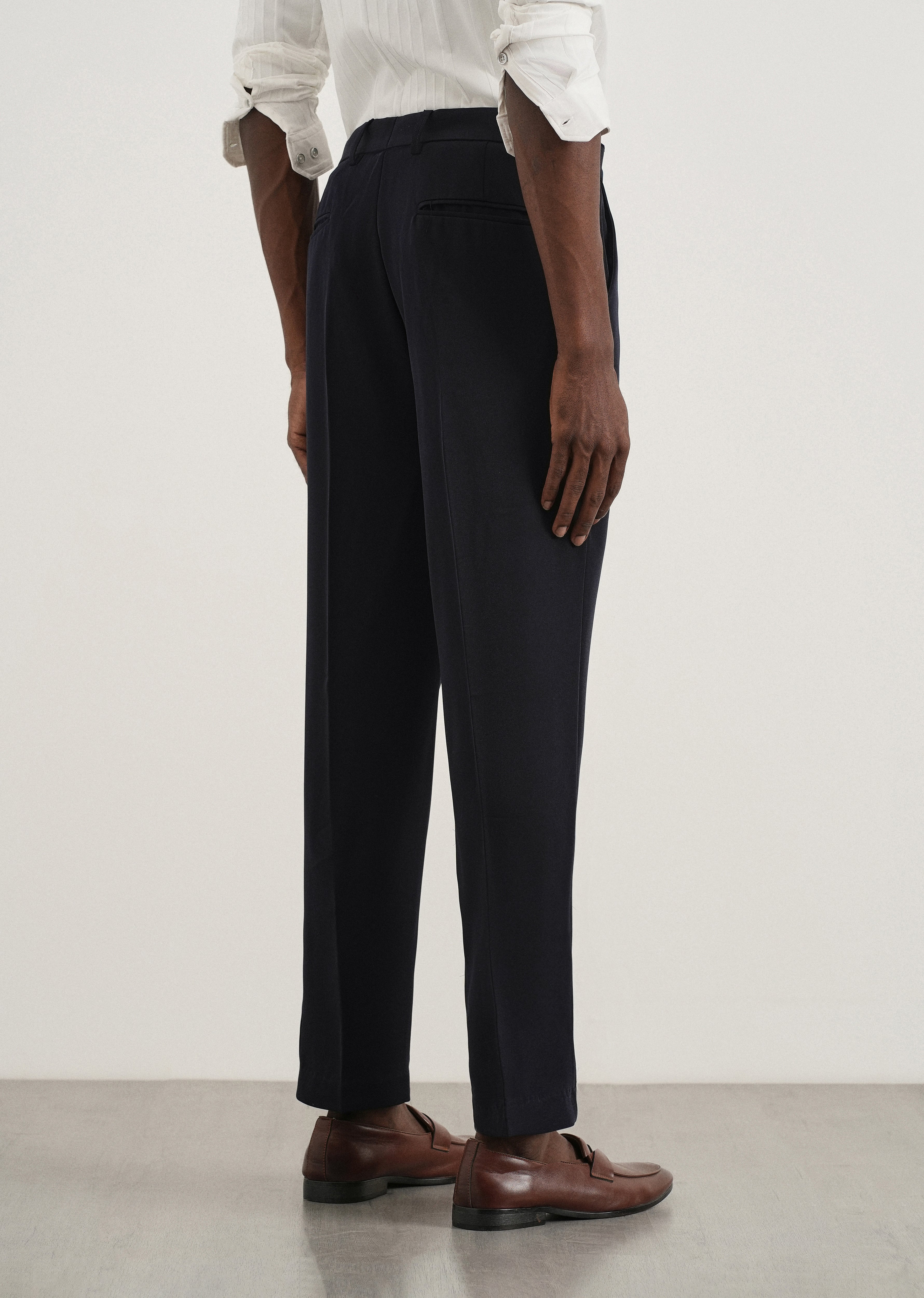 Navy Flex Waist Slim Fit Trouser