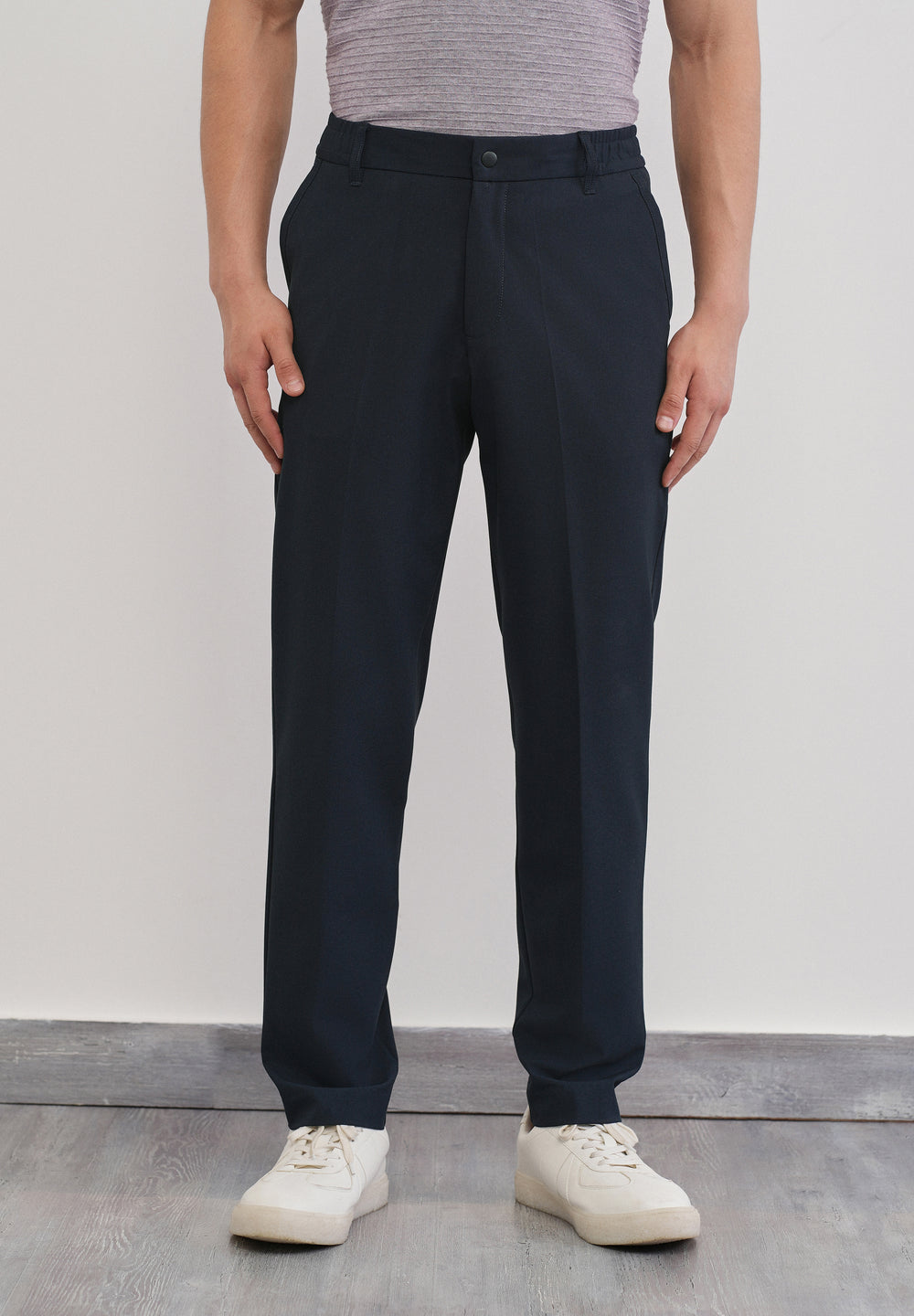 Navy Semi-Elastic Slim Fit Trouser