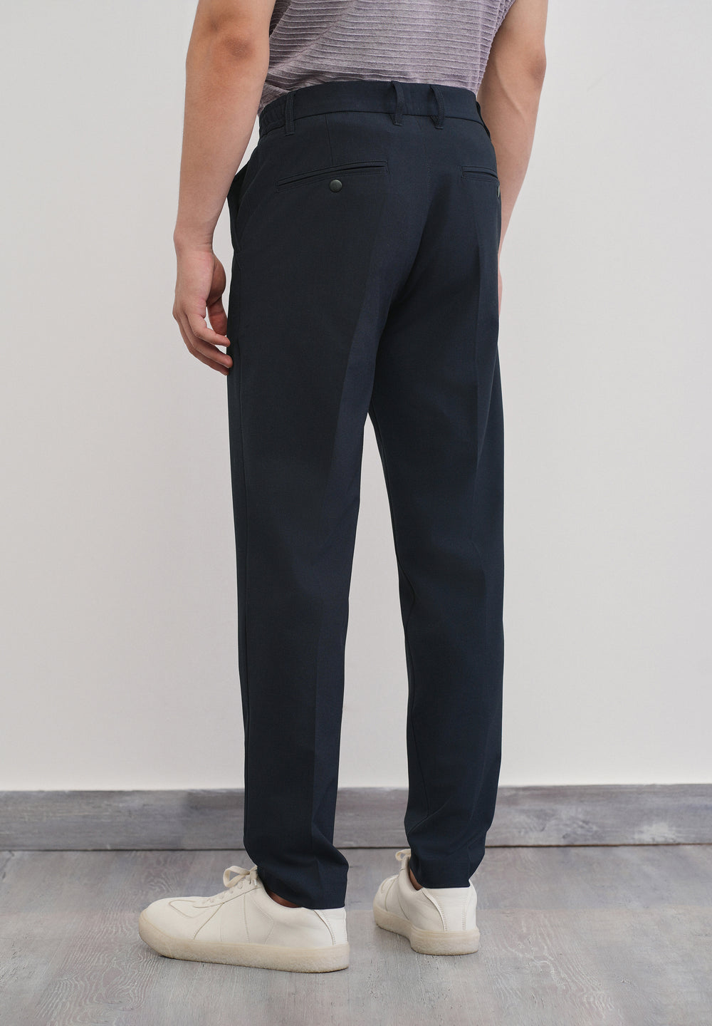 Navy Semi-Elastic Slim Fit Trouser