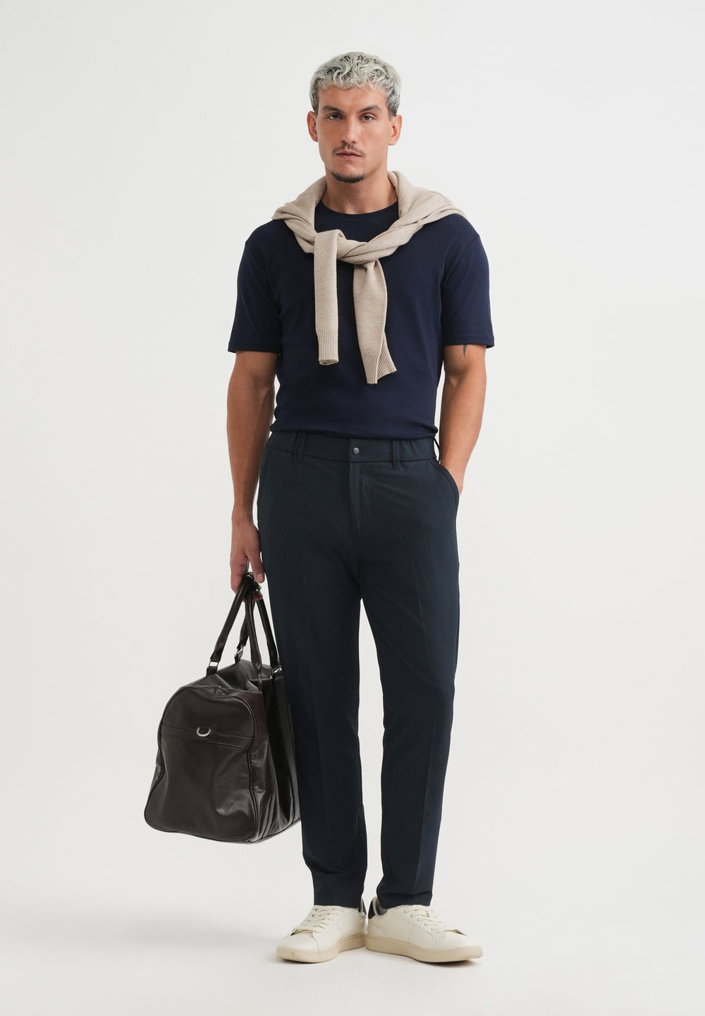 Navy Blue Semi-Elasticated Trouser