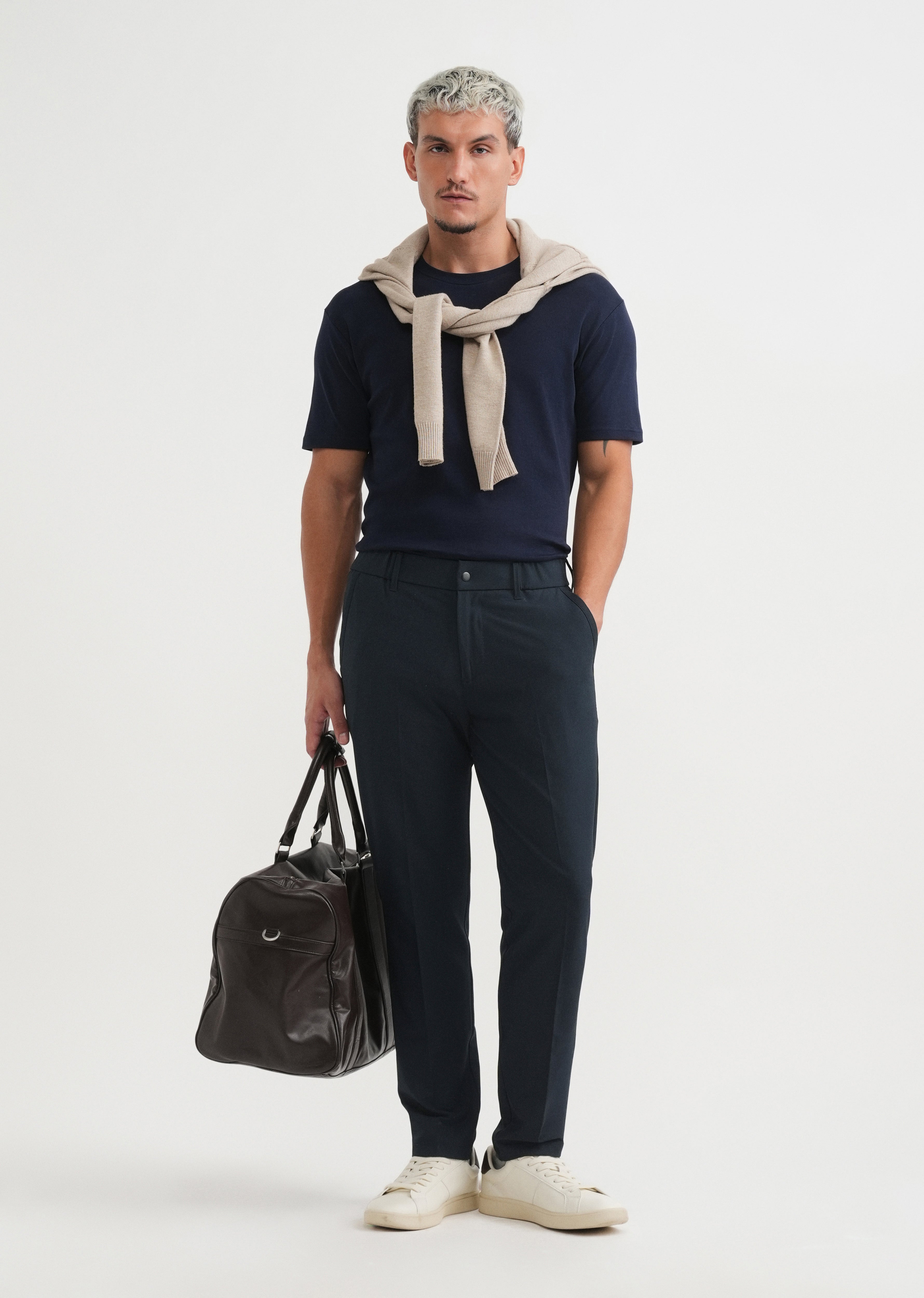 Navy Blue Semi-Elasticated Trouser