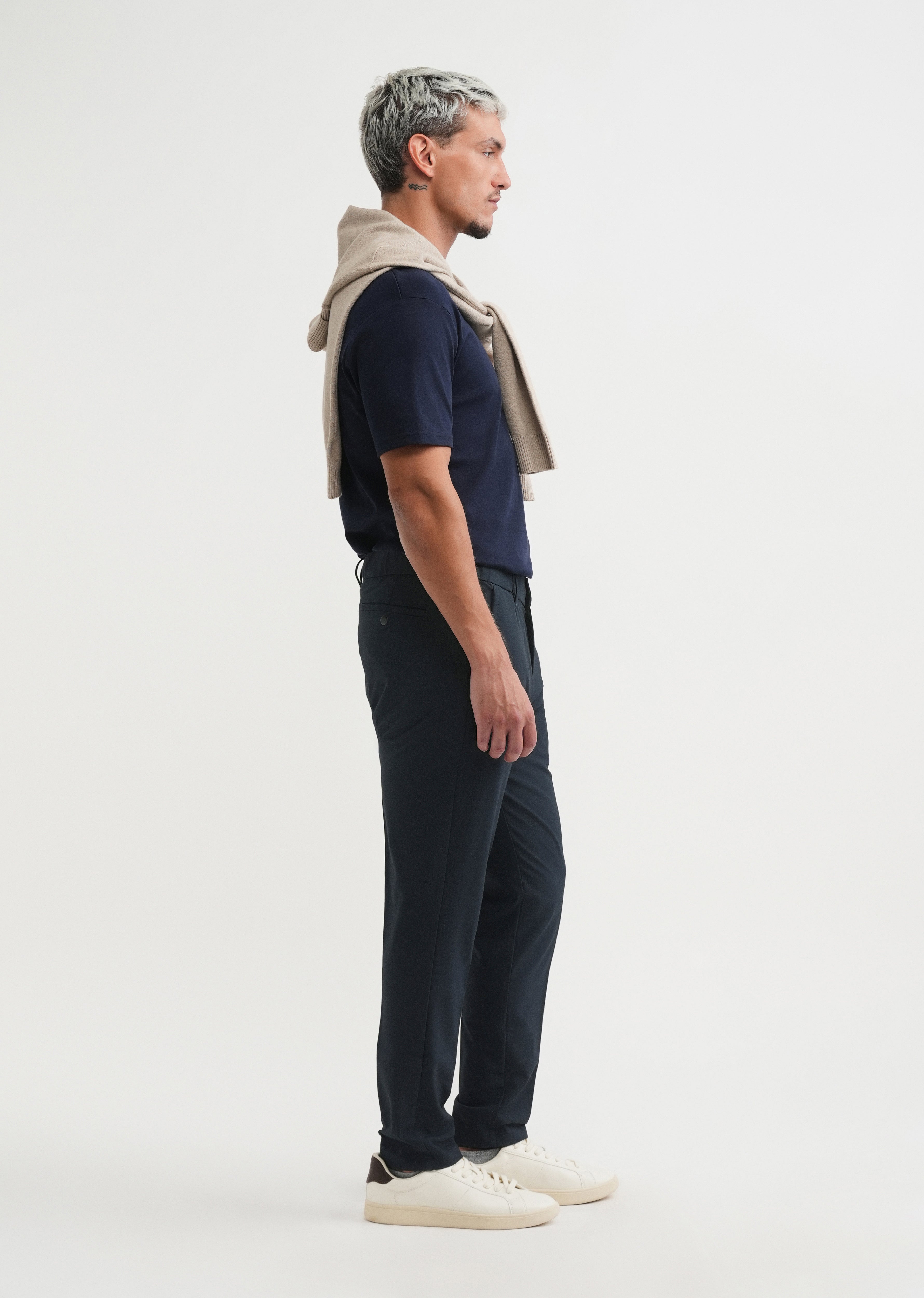 Navy Blue Semi-Elasticated Trouser