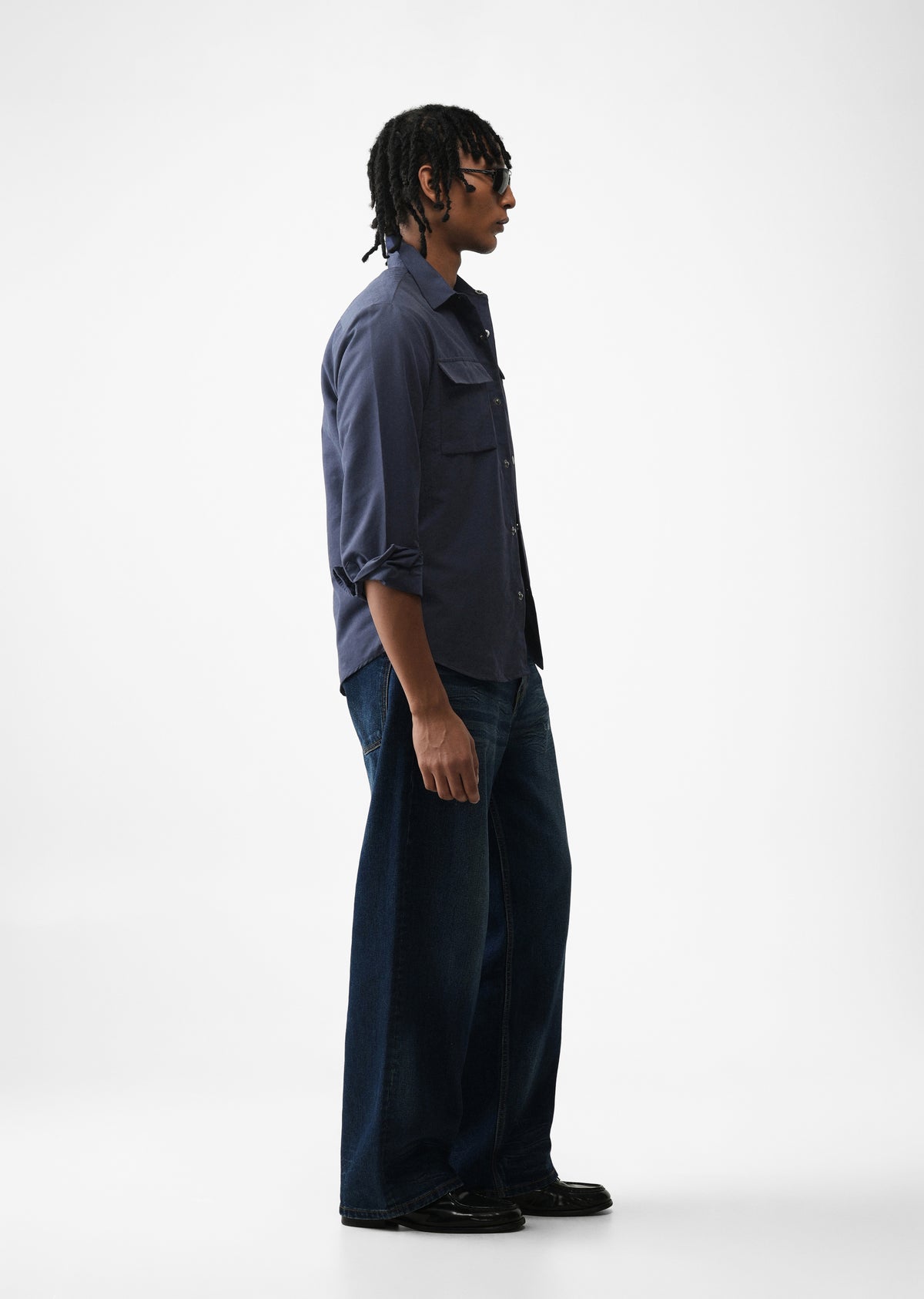 Navy Suede-Touch Utility Shacket