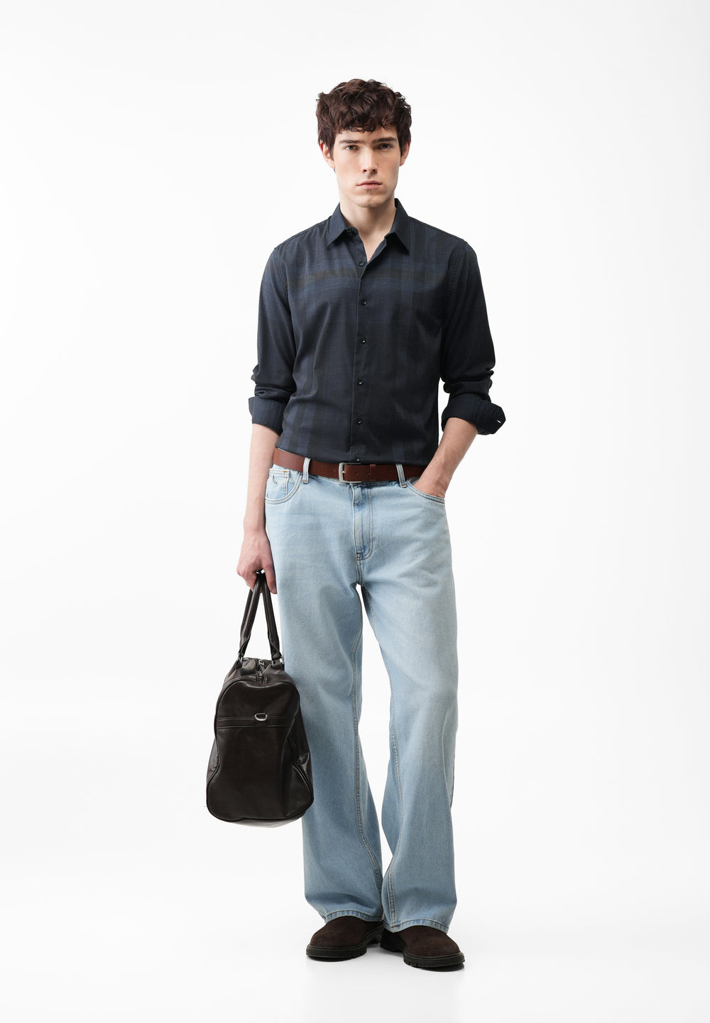 Navy Tonal Check Shirt