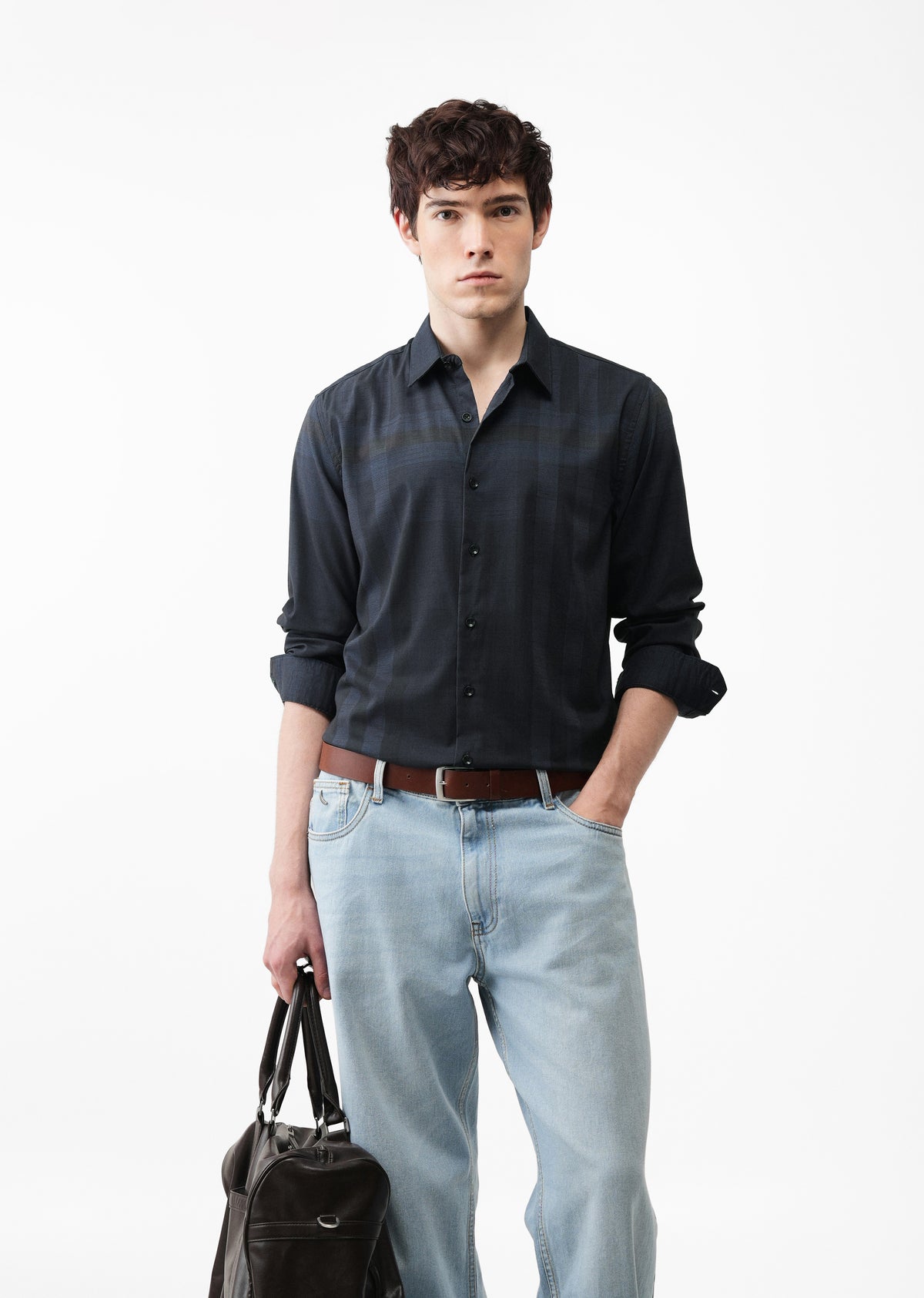 Navy Tonal Check Shirt