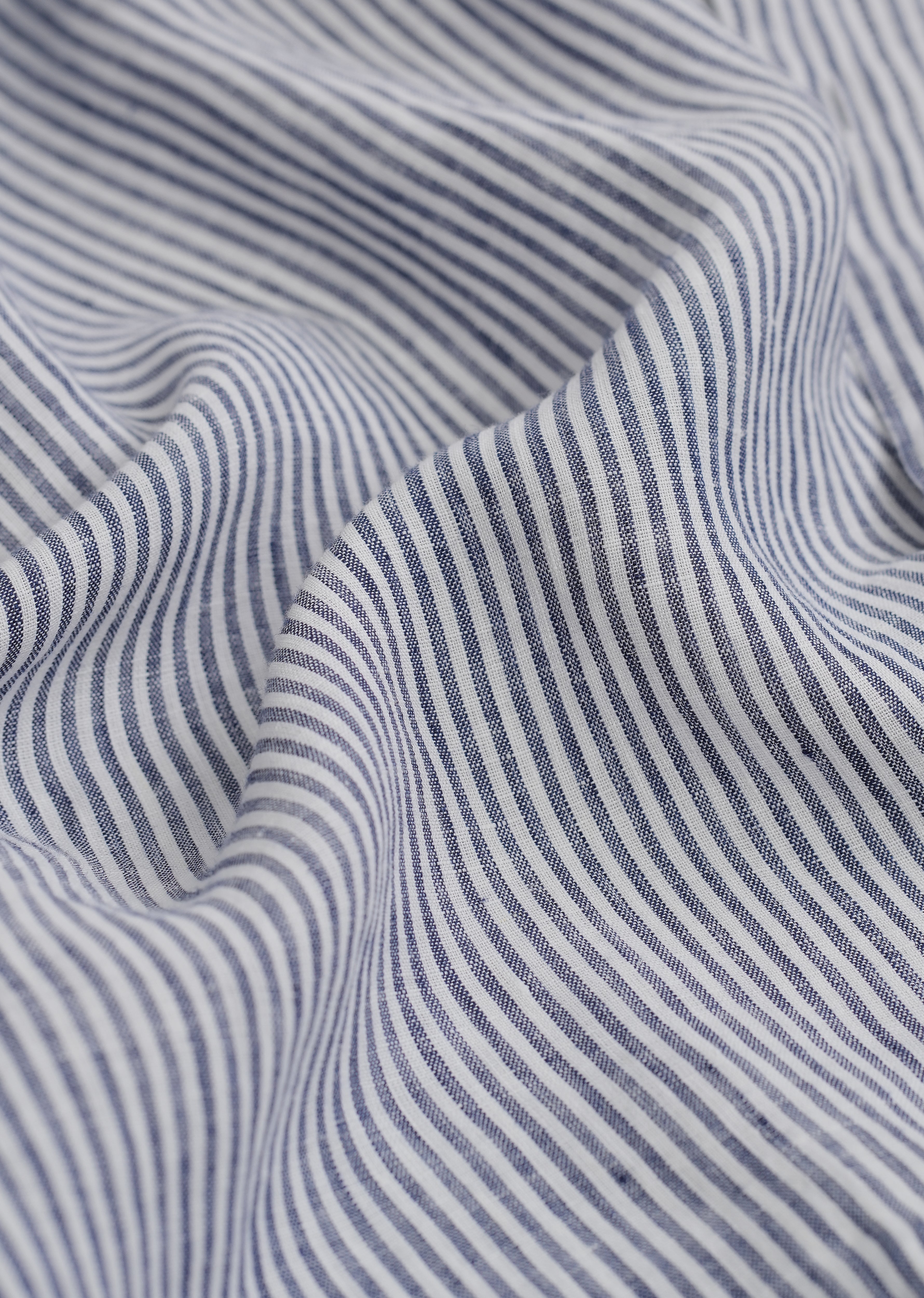 Navy Blue 100% Pure Linen Stripe Shirt