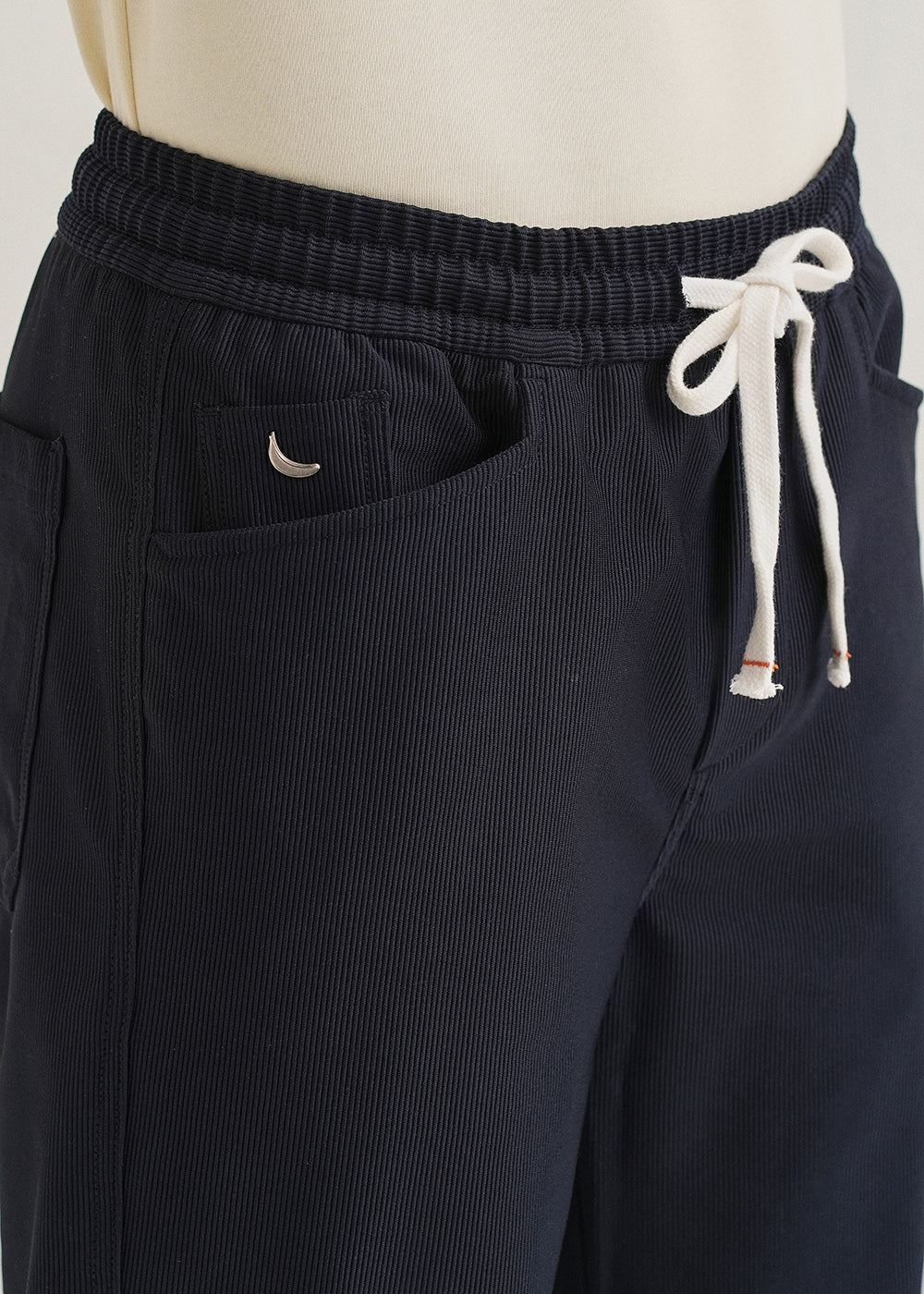 Navy Blue Straight Fit Corduroy Pants