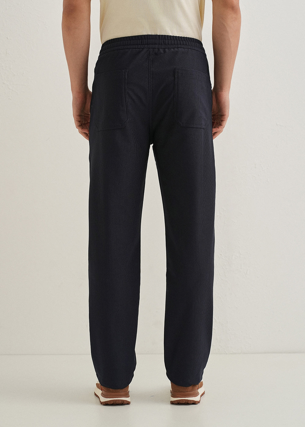 Navy Blue Straight Fit Corduroy Pants
