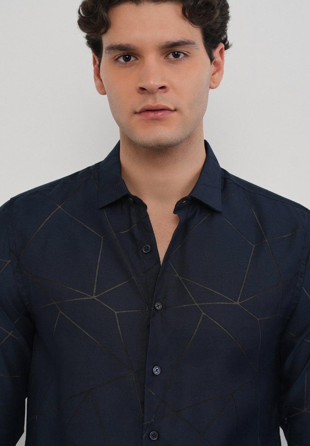 Navy Blue Laser Cut Shirt