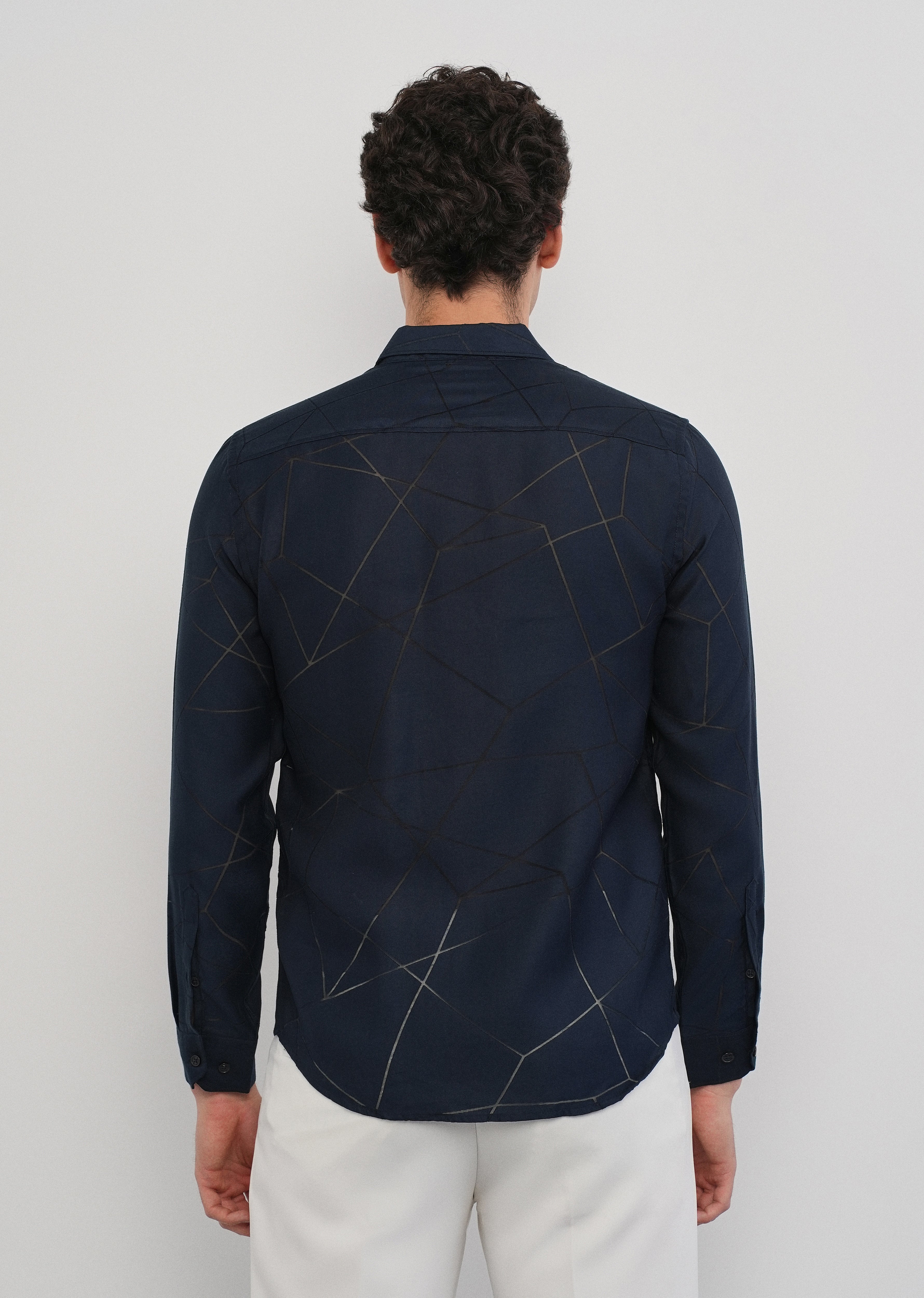 Navy Blue Laser Cut Shirt