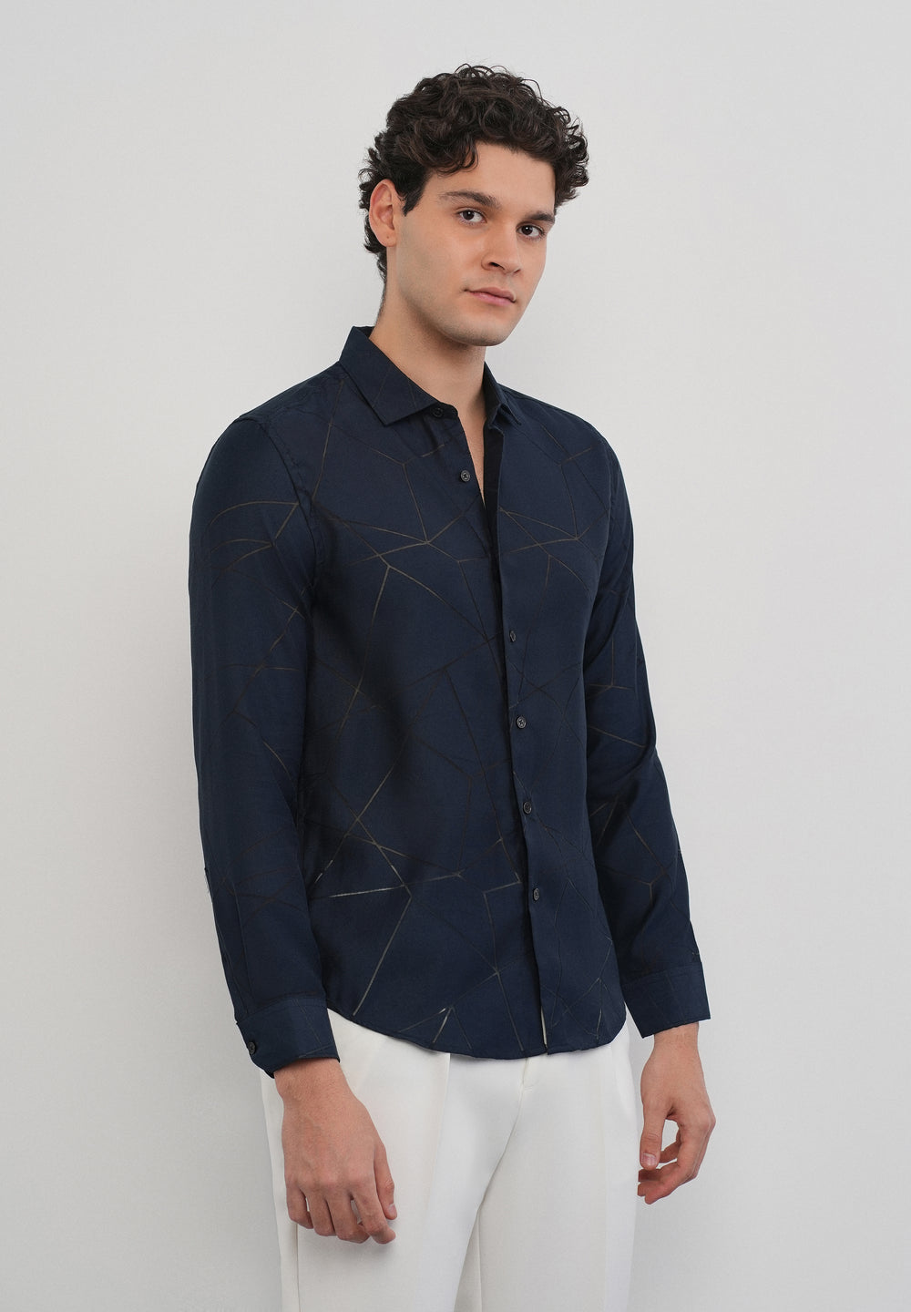 Navy Blue Laser Cut Shirt