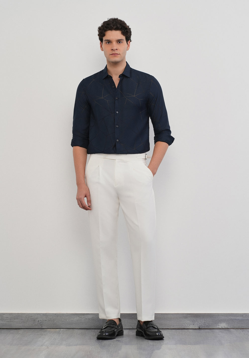 Navy Blue Laser Cut Shirt