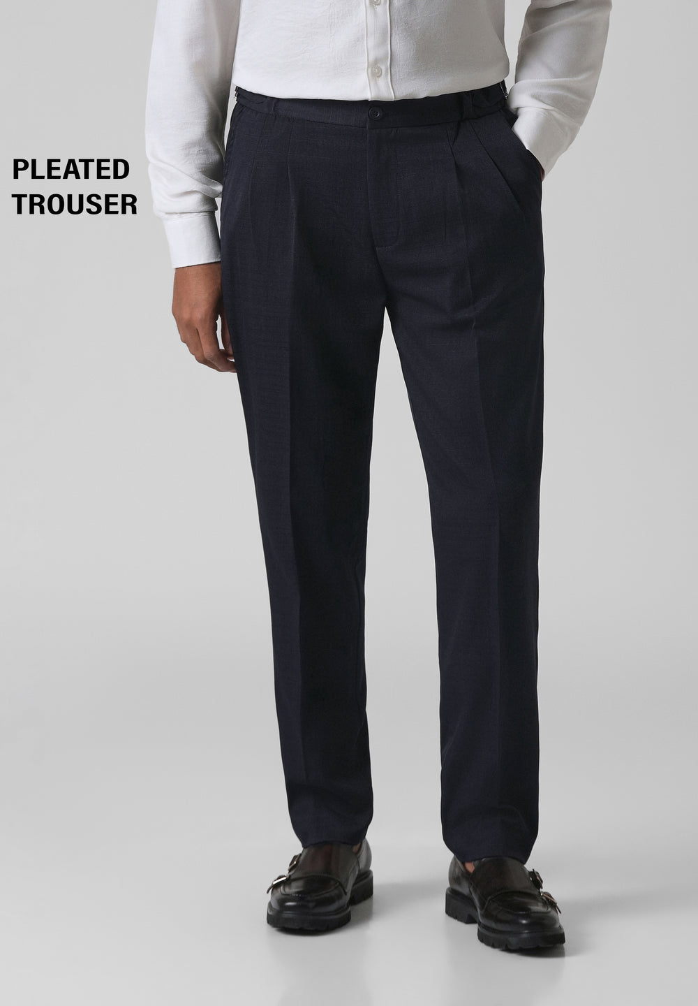 Navy Blue Pleated Gurkha Pant
